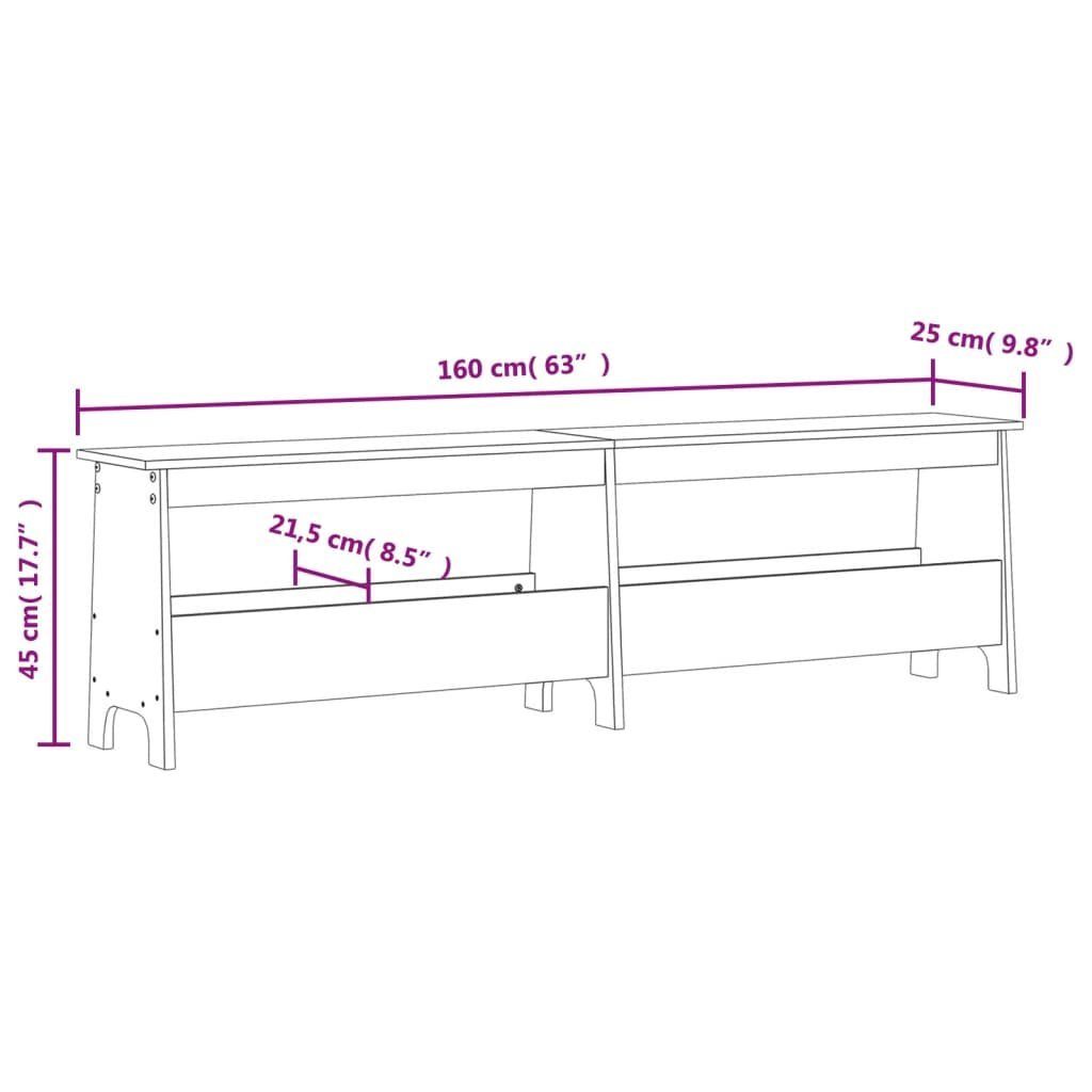 Sitzbank Massivholz vidaXL cm Kiefer Flurbank 160x28x45