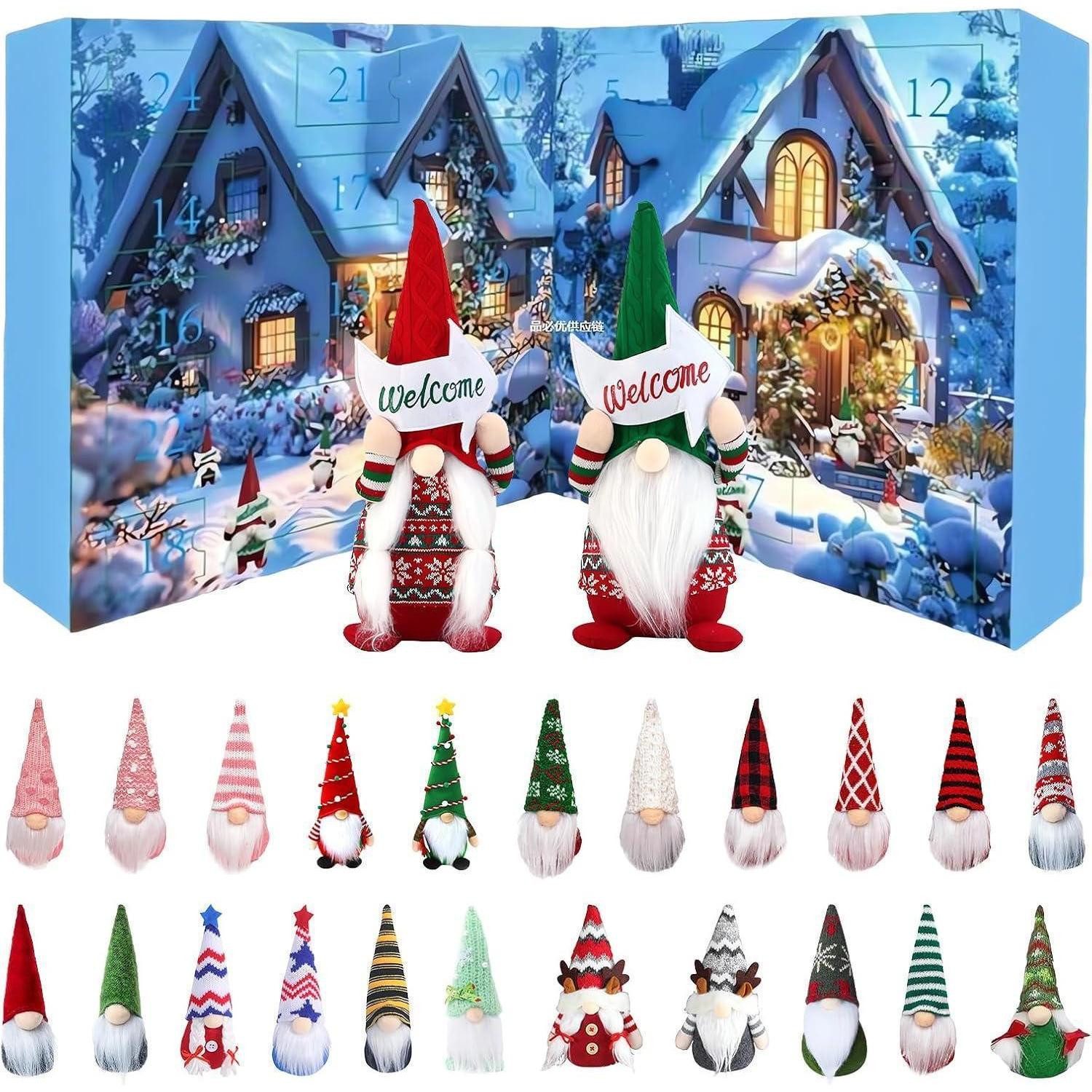 LuxusKollektion Adventskalender Adventskalender Wichtel 24 Ornament 2025 Erwachsene Deko B