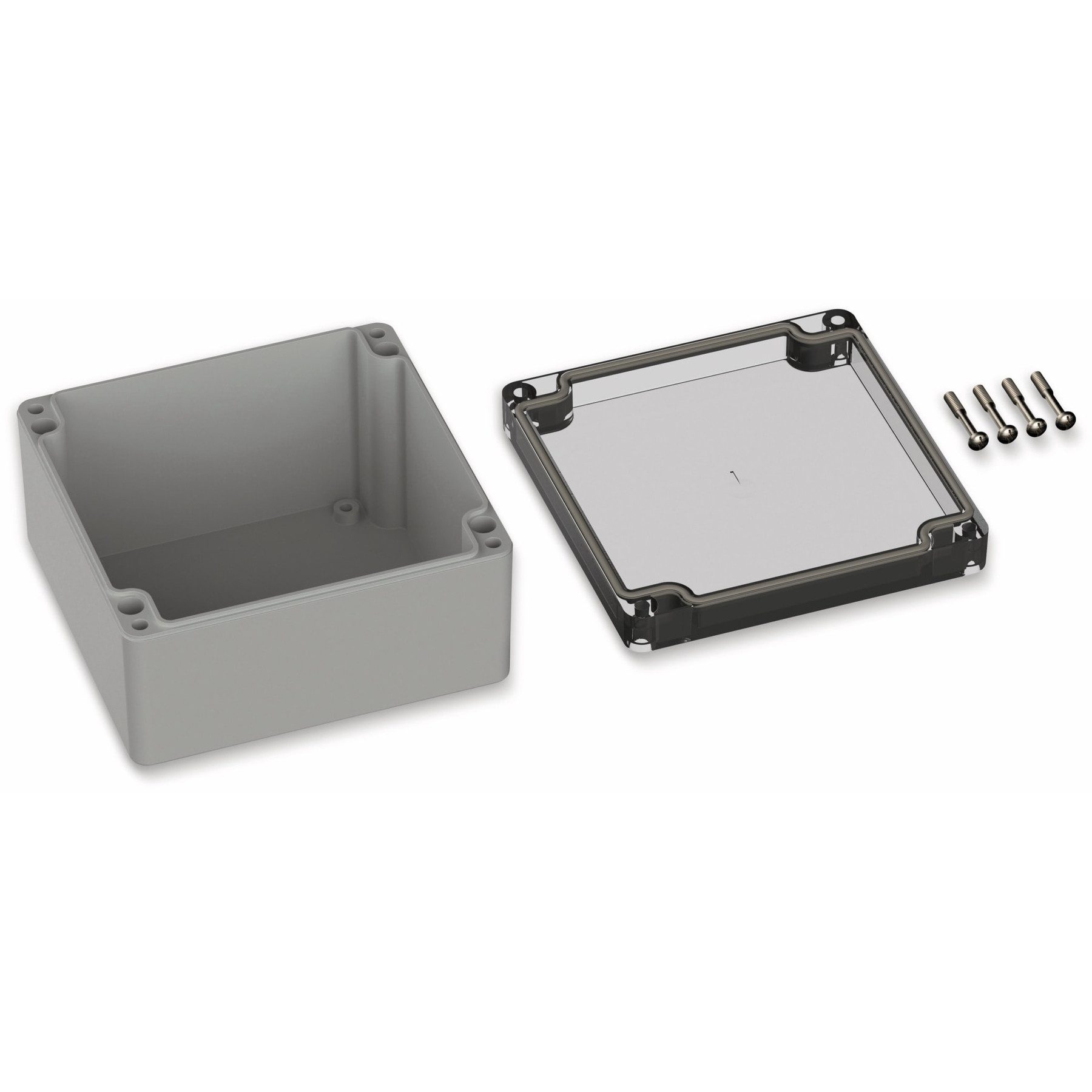 Pollin Verteilerbox POLLIN, Polycarbonat Gehäuse, 122 x 120 x 55 mm, IP66, Lichtgrau