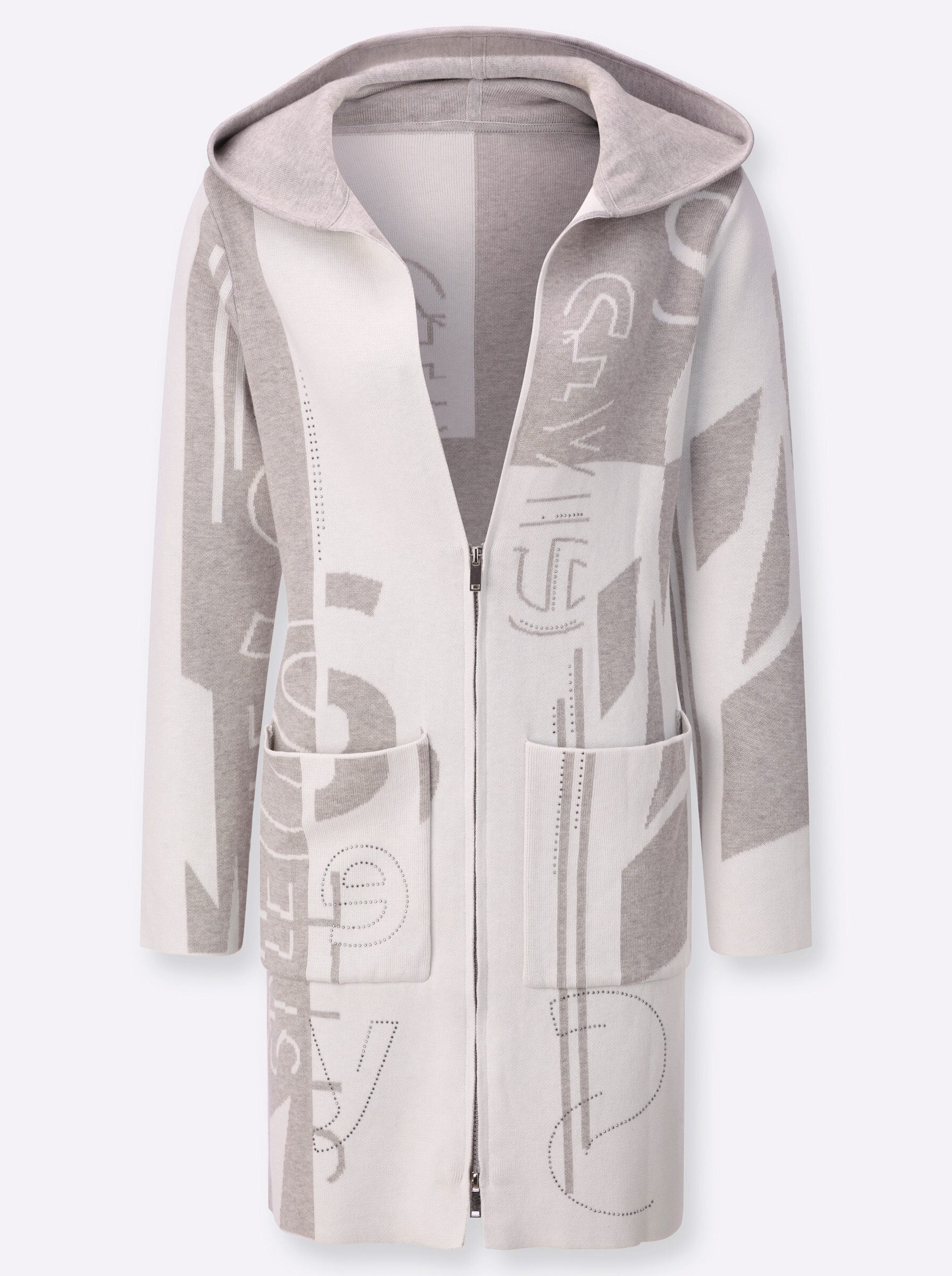 creation L Strickjacke Modal-Baumwoll-Strickjacke Langarm Jacquard – Bild 5 von 5