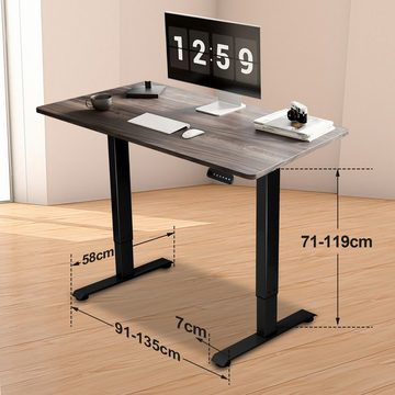 Randaco Schreibtisch Elektrisch höhenverstellbare Tischgestell Schwarz für Büro, Stahl
