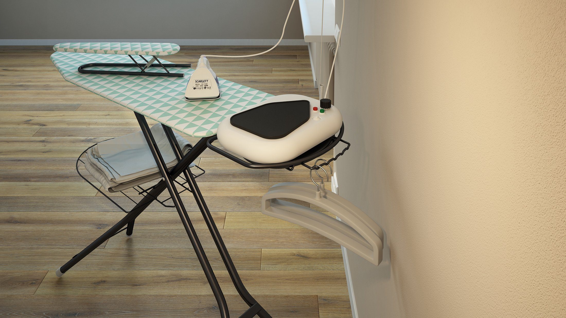 Bischof Bügelbrett Aquario, Bügelfläche 120x40 cm, inklusive Ärmelbrett, Made in Italy