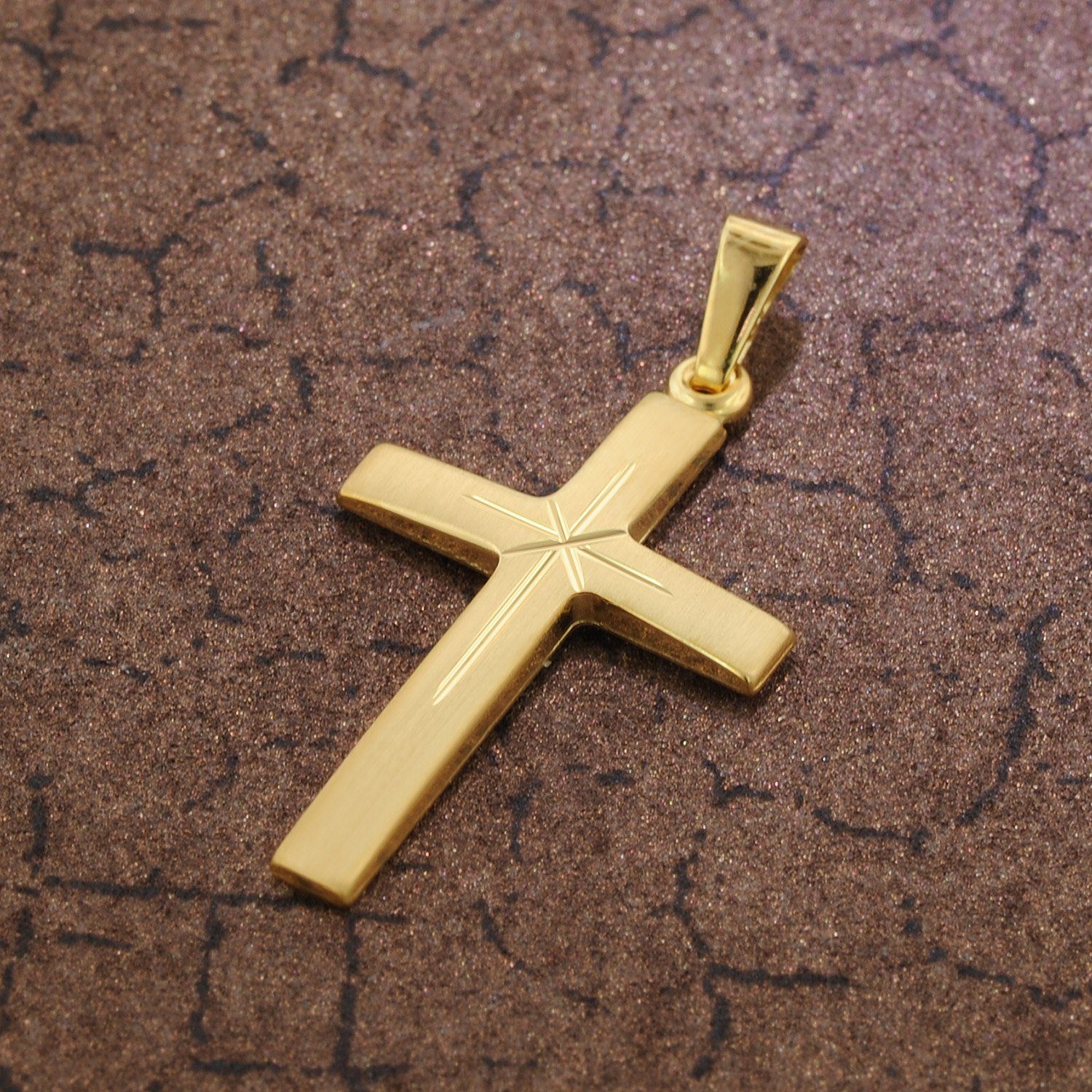 24 (14 mm Kreuz- Kreuzanhänger trendor 585 Gold Karat)