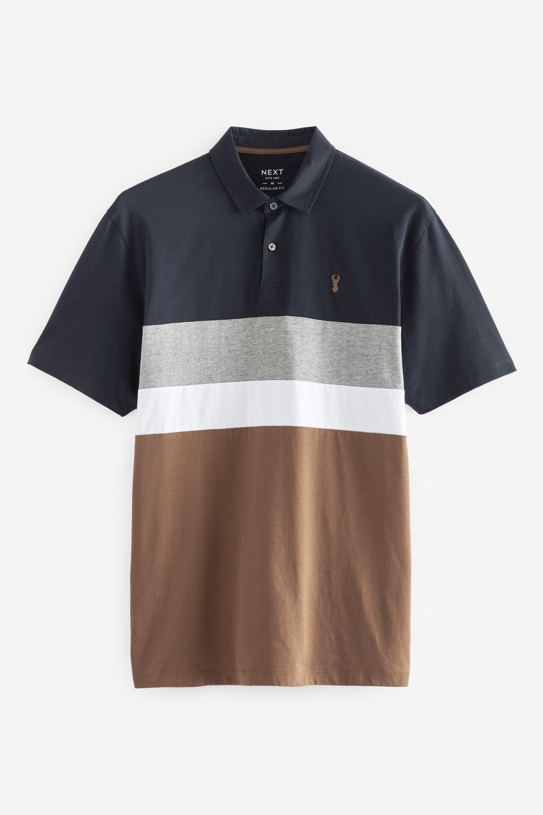 Next Poloshirt (1-tlg) Tan Brown/Navy Blue | Poloshirts