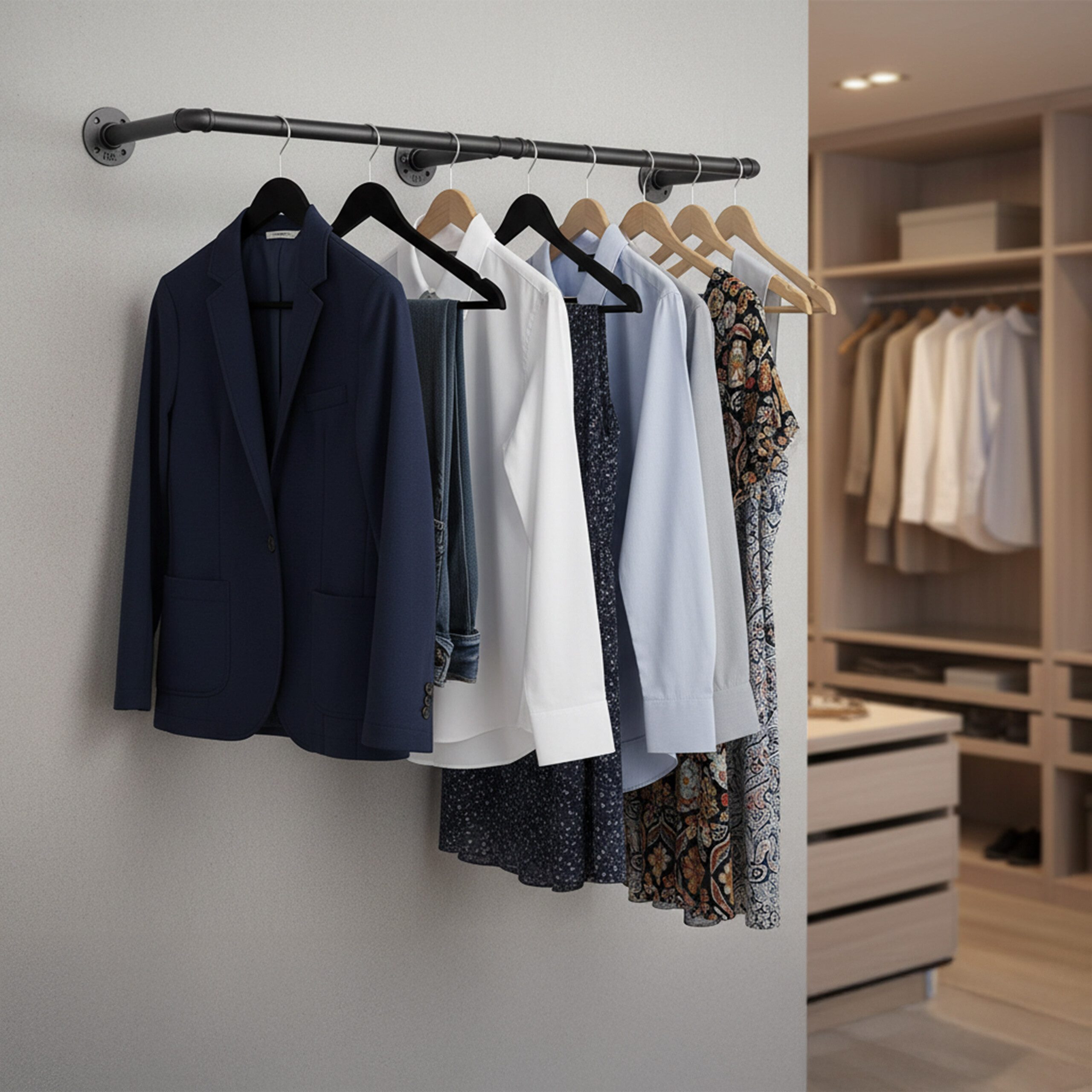 relaxdays Kleiderstange Industrial Kleiderstange Wandmontage, XL