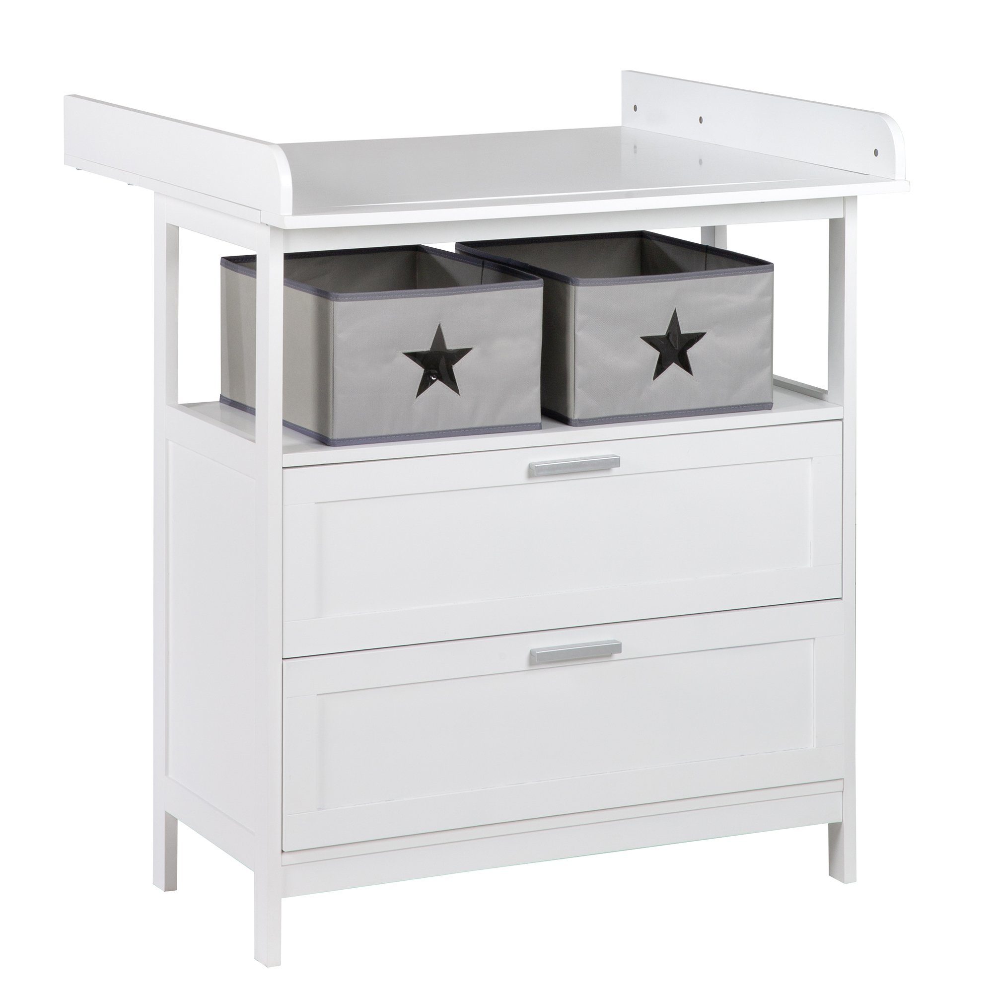roba® Wickelkommode Hamburg, mit Ansatz, 2 Schubladen & Boxen, Wandbefestigung, Wickelhöhe 92 cm