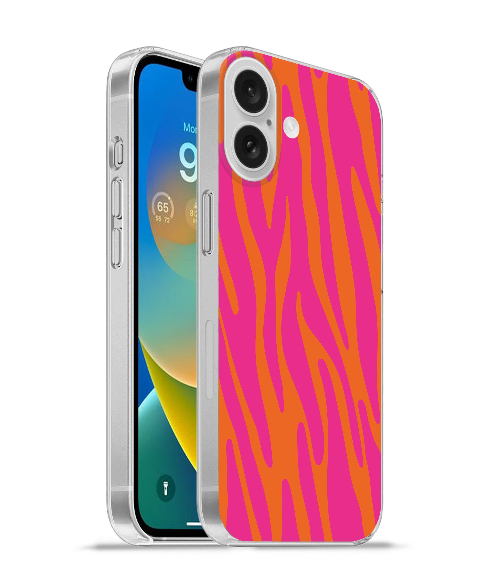 MuchoWow Handyhülle für Apple iPhone 16 Zebramuster - Rosa - Orange - Tiermuster, Smartphone-Bumper, Print, Handy Schutzhülle Dünn