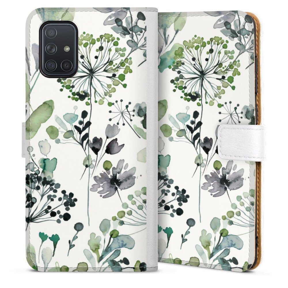 DeinDesign Handyhülle Eukalyptus Wasserfarbe Blumen Wild Grasses Eucalyptus, Samsung Galaxy A71 Hülle Handy Flip Case Wallet Cover