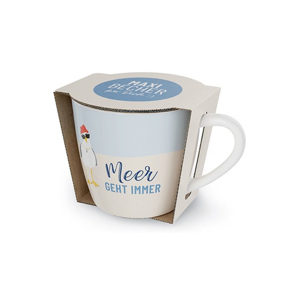 La Vida Tasse Meerfreunde, Porzellan, Spülmaschinengeeigenet, Mehrfarbig, Möwe, H: 9.2cm