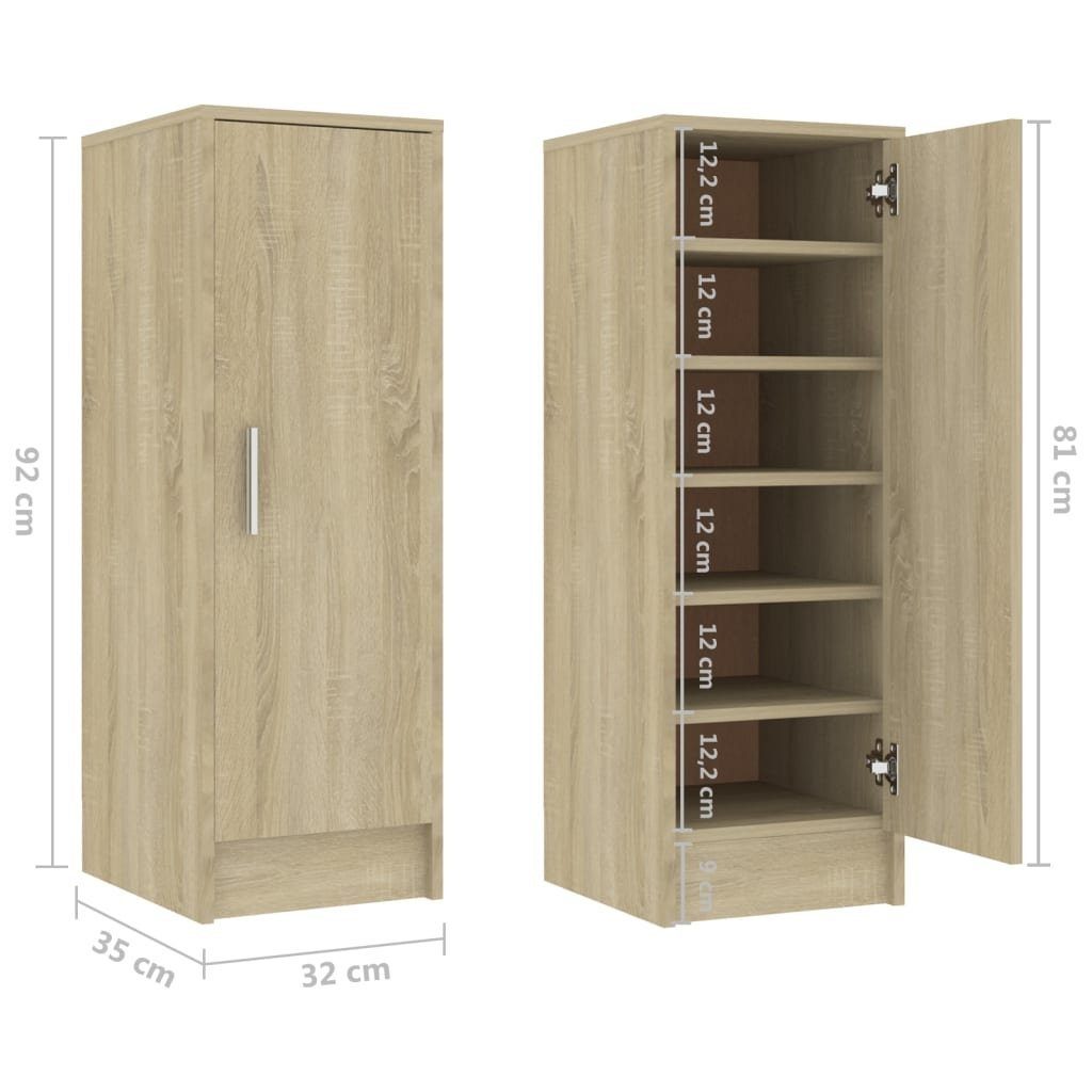 furnicato Schuhschrank Sonoma-Eiche 32x35x92 Holzwerkstoff cm