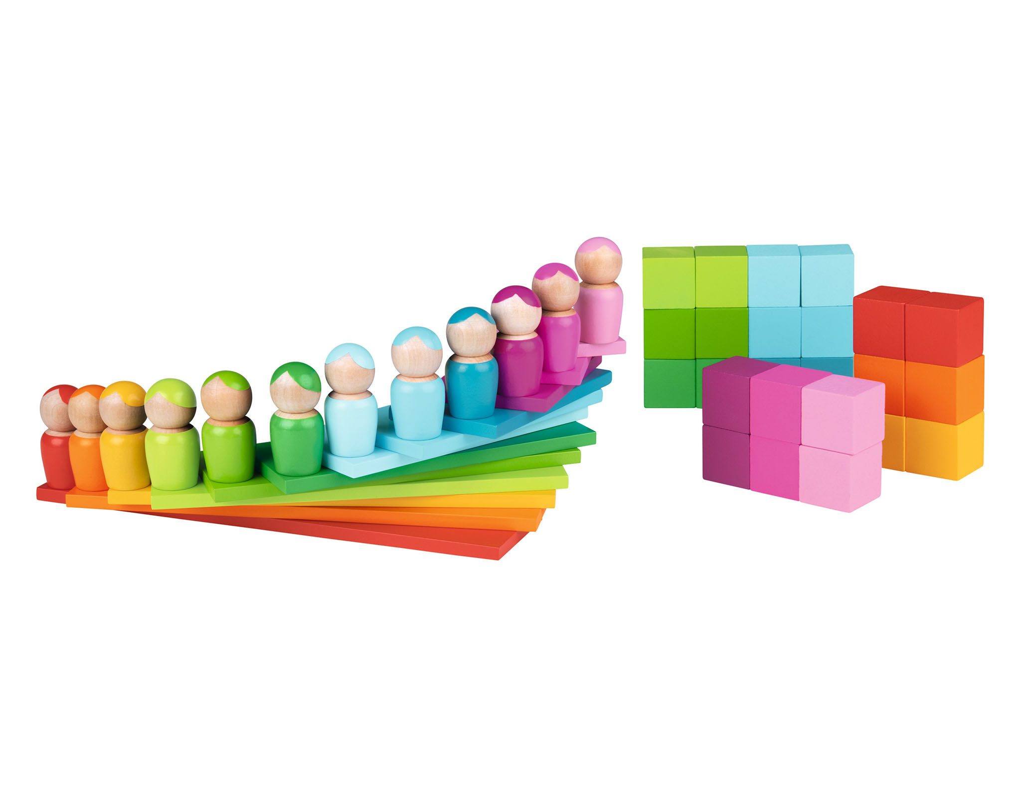 Playtive Motorikwürfel Playtive Kinder Regenbogenset Spiel 48tlg. Holz ab 1 Jahr Montessori