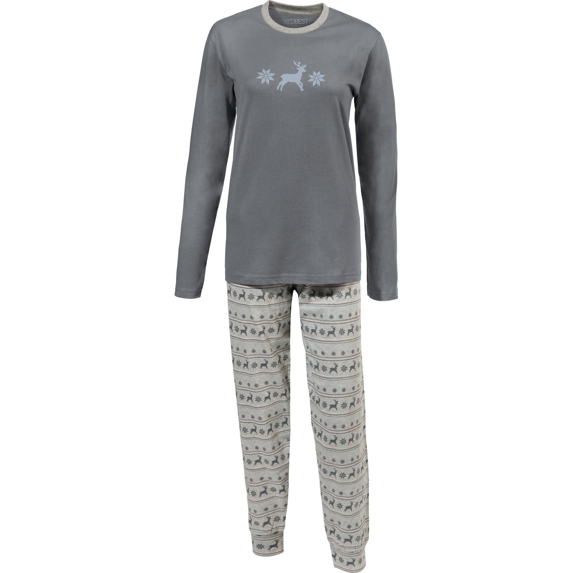 2er-Pack Damen-Schlafanzug Single-Jersey gemustert Pyjama REDBEST