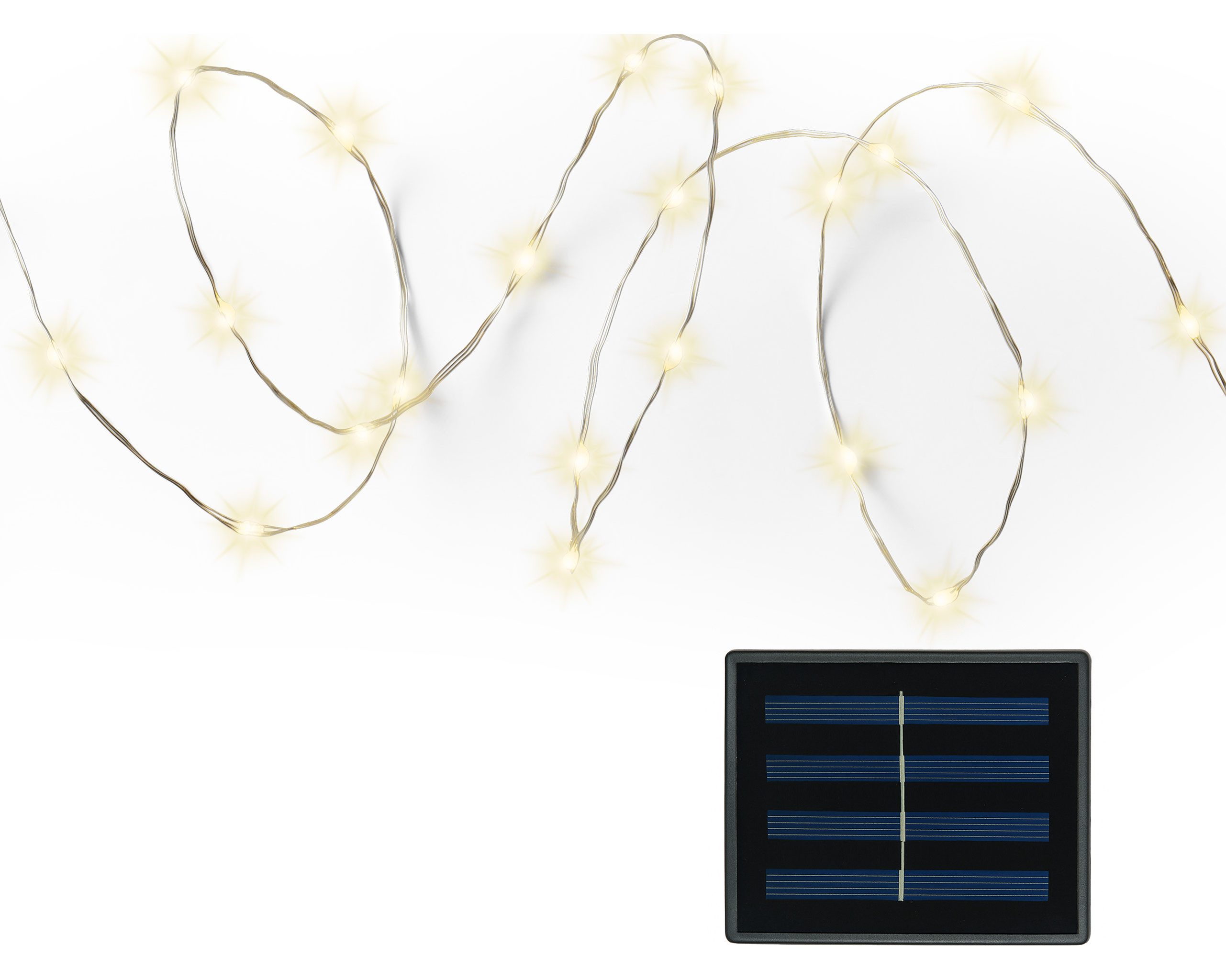 Lumineo LED-Lichterkette, LED Solar Lichterkette 4,9m Kunststoff Silber / W günstig online kaufen