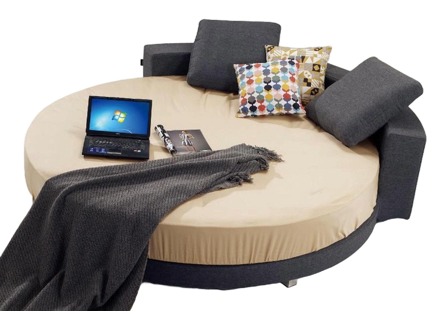 JVmoebel Rundbett Rundes Leder Bett 200x200 Luxus Polster Rund Кровати Runde, Made in Europa