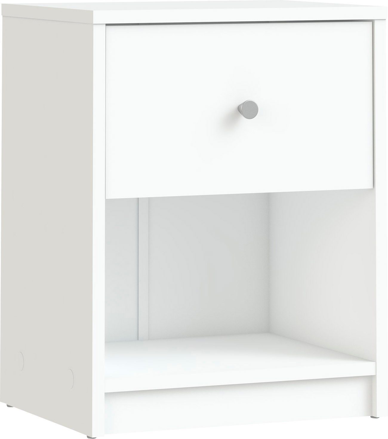 Home affaire Nachtkommode, Mit grauem Knopfgriff, einfache Selbstmontage, 37,9 x 48,4 x 30,1 cm weiß | Weiss