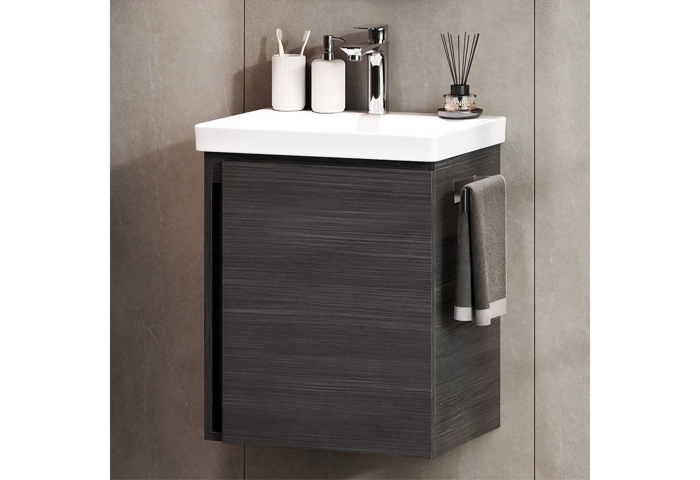 Thumbnail - Planetmöbel Waschtisch-Set Unterschrank mit Waschbecken 50cm mit Armatur
