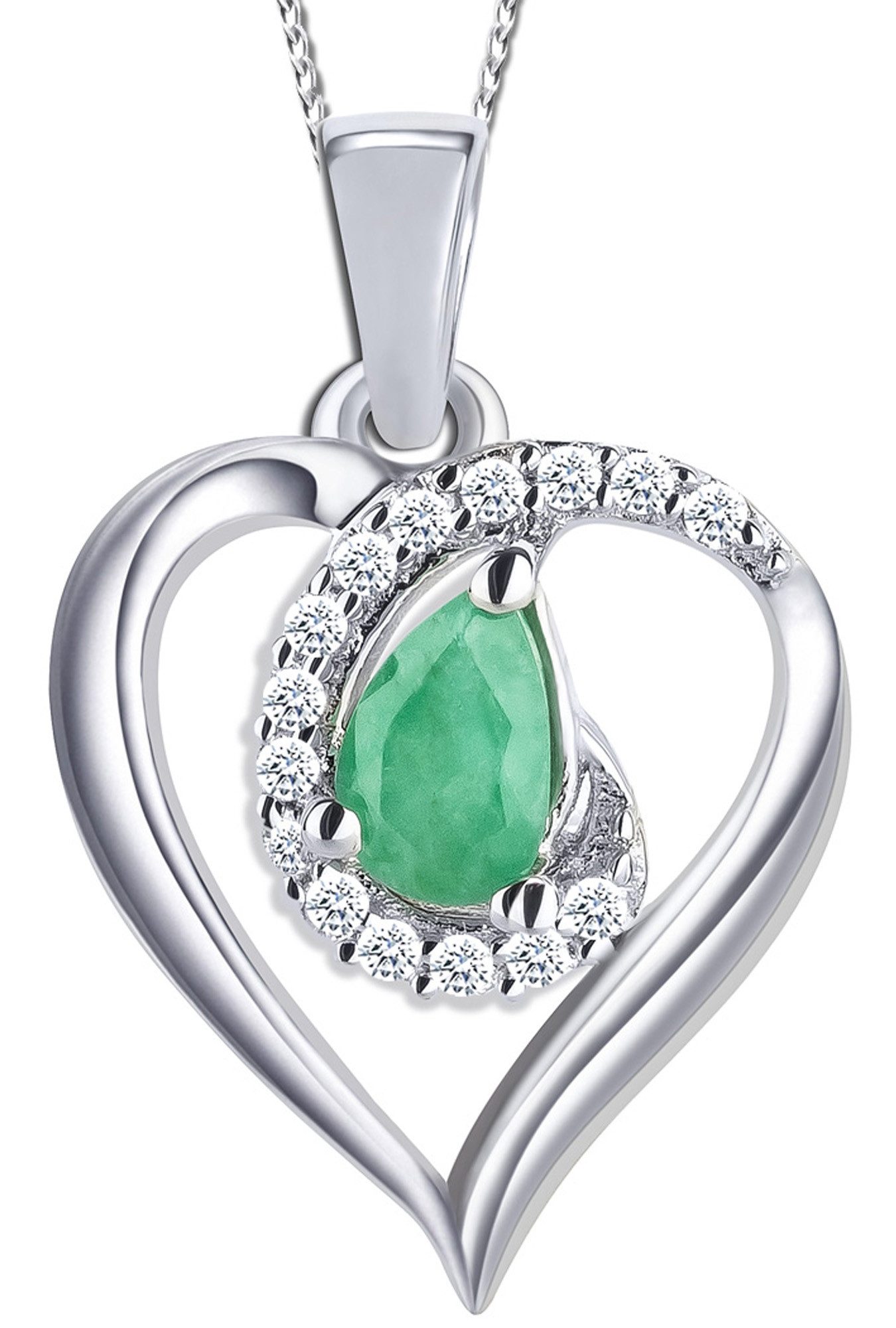 Limana Kette mit Anhänger echter Edelstein grüner Smaragd 925 Silber Kette günstig online kaufen