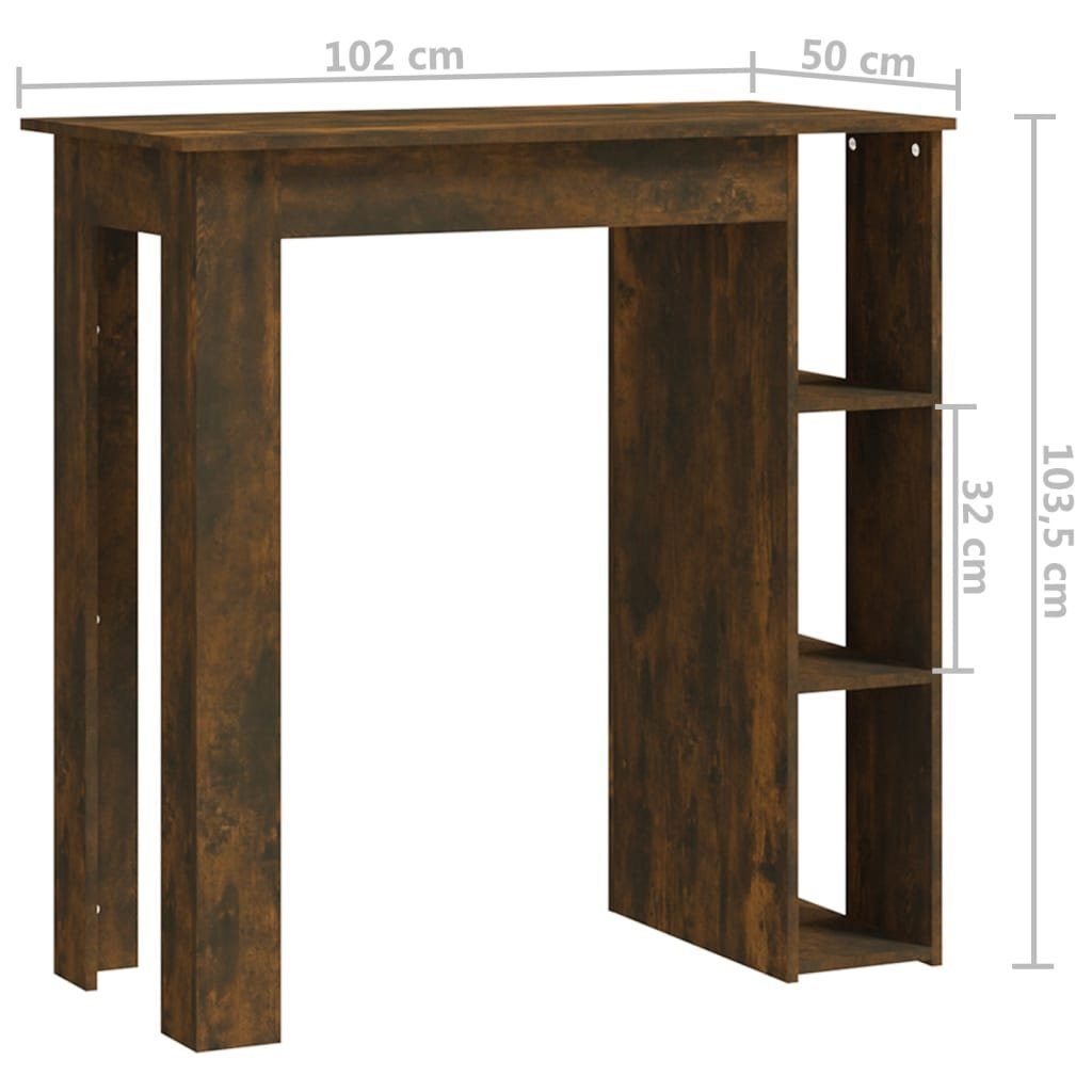 Esstisch mit 102x50x103,5 Regal Räuchereiche Bartisch furnicato (1-St) cm Holzwerkstoff