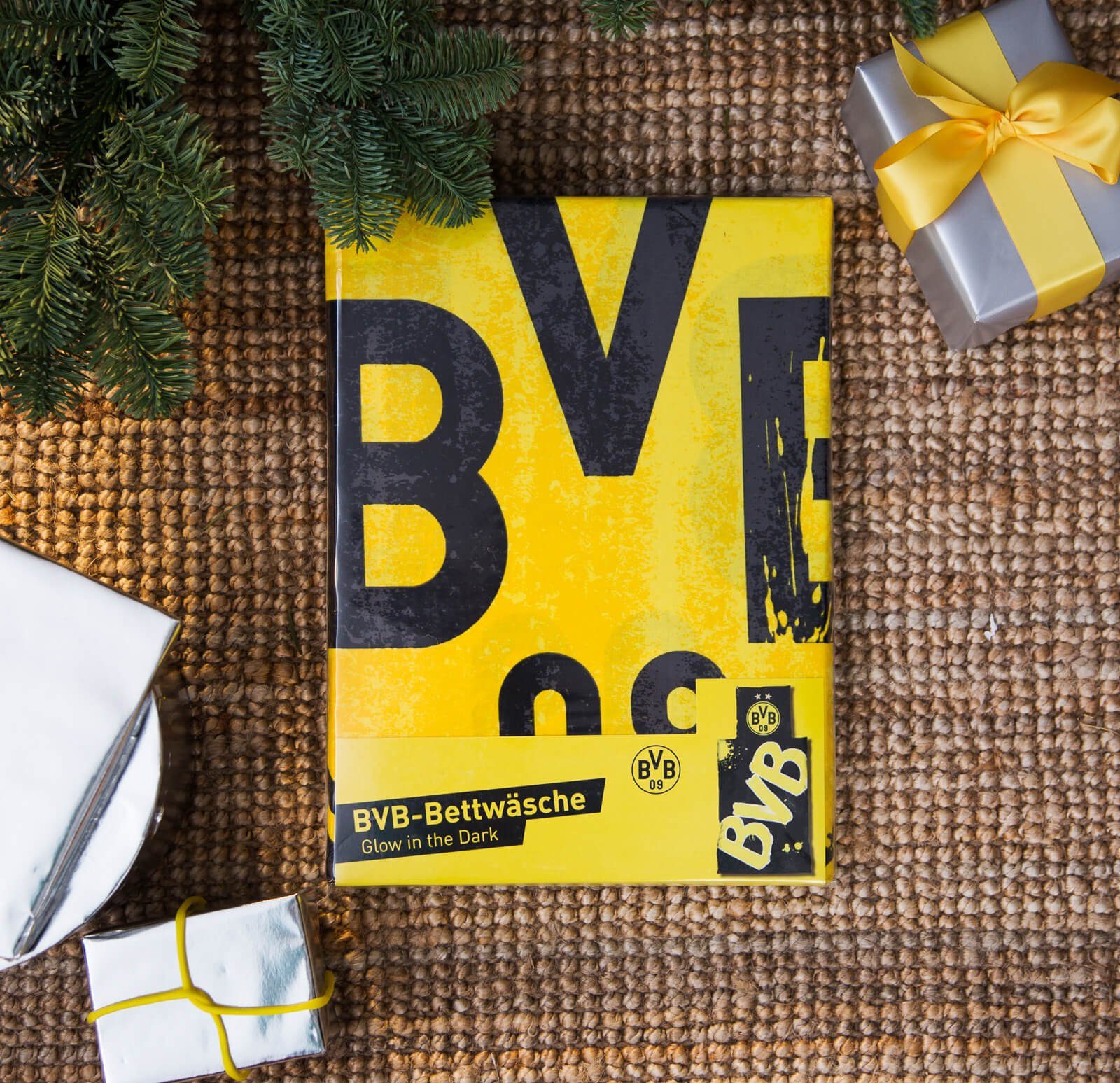 BVB Bettwäsche BVB-Bettwäsche Glow in the Dark (135x200cm), 100 % Baumwolle, 2 teilig