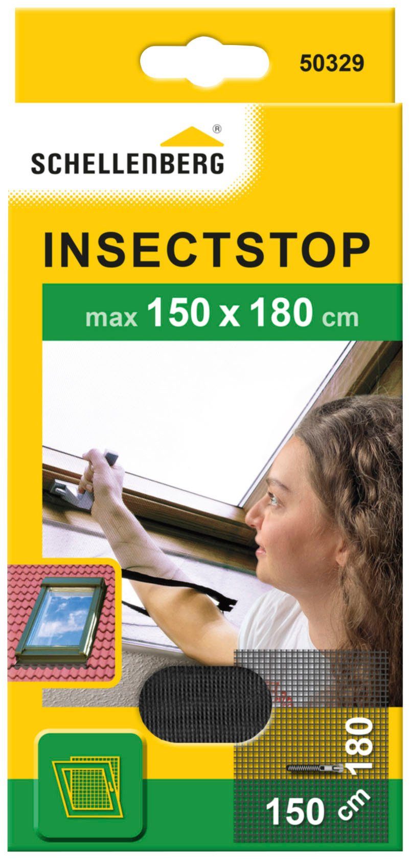 SCHELLENBERG Fliegengitter-Gewebe 50329, für Dachfenster, mit Reißverschluss, 150x180 cm, anthrazit