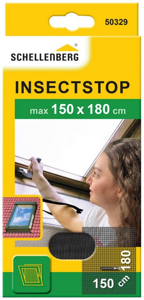 SCHELLENBERG Fliegengitter-Gewebe 50329, für Dachfenster, mit  Reißverschluss, 150x180 cm, anthrazit