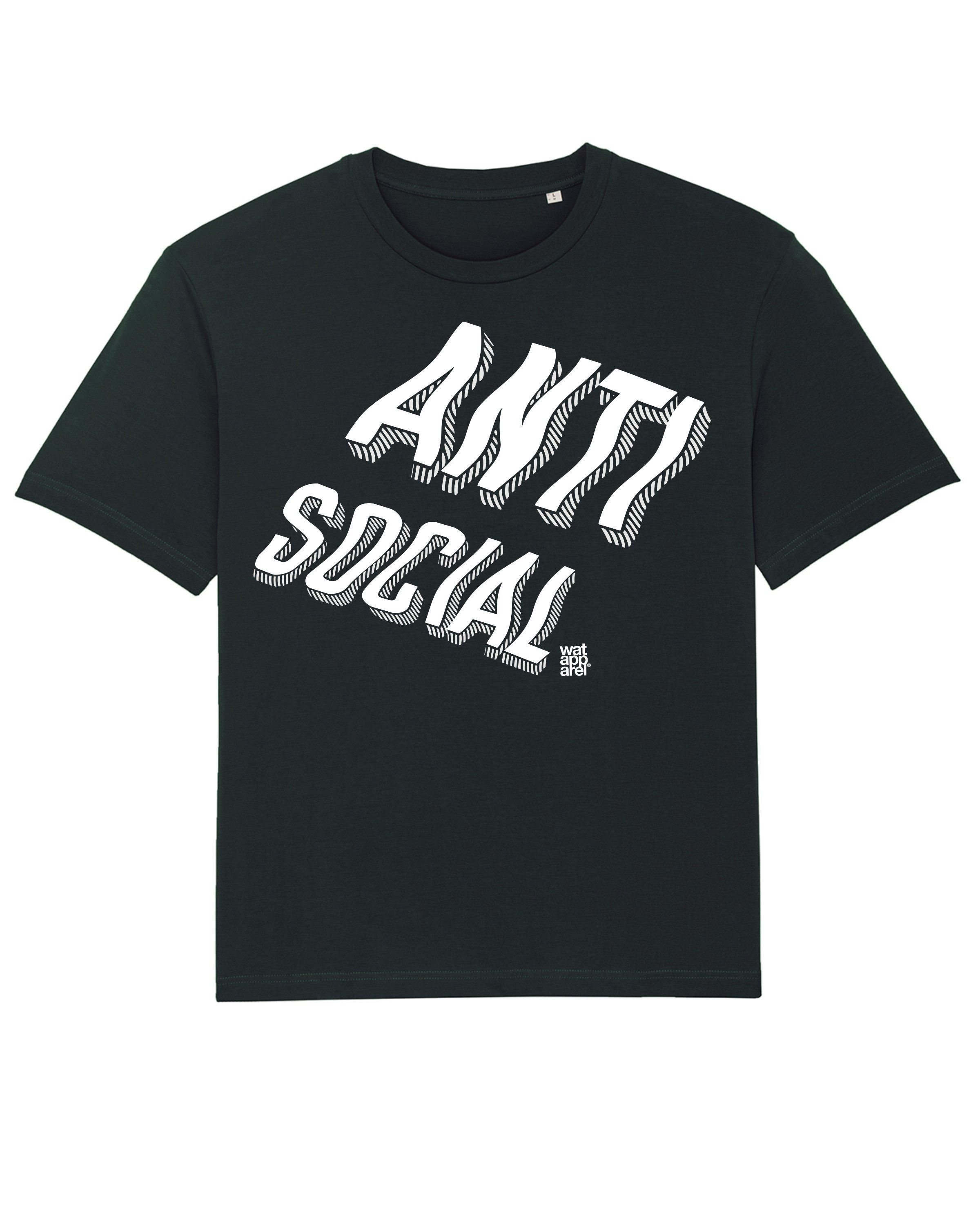 wat? Apparel Print-Shirt Anti social (1-tlg) schwarz