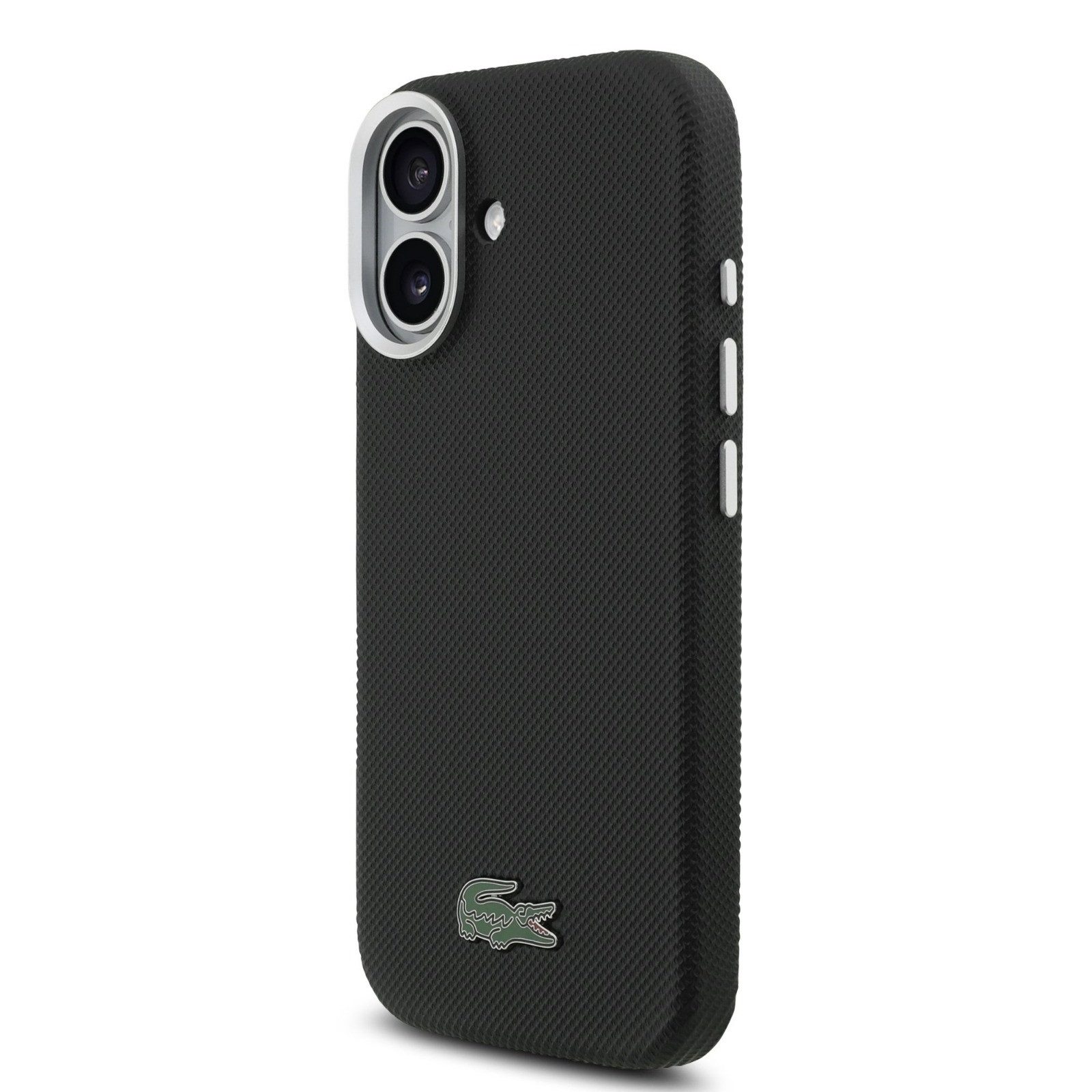 Lacoste Handyhülle iPhone 17 Kunstleder schwarz Logo Krokodil Magsafe 6,3 Zoll, Kantenschutz
