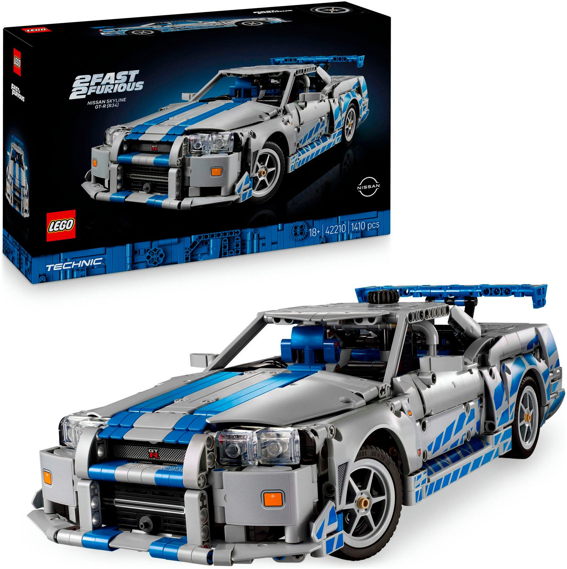 2 Fast 2 Furious Nissan Skyline GT-R (R34) Flitzer (42210) Konstruktionsspielsteine