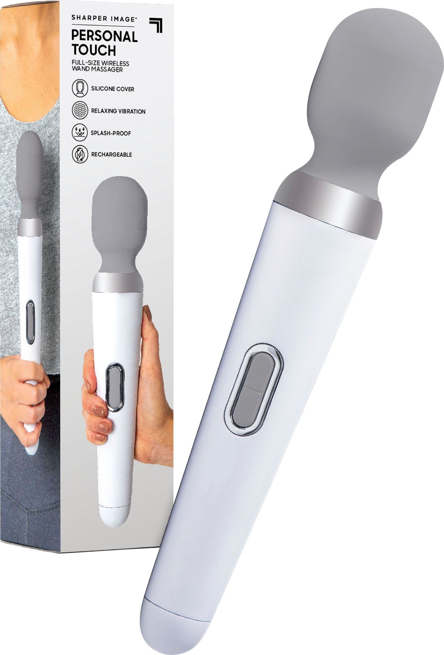 Sharper Image Massagegerät Kabelloser Tragbarer Ganzkörper Massagestab, mit mehreren Vibrationsstufen