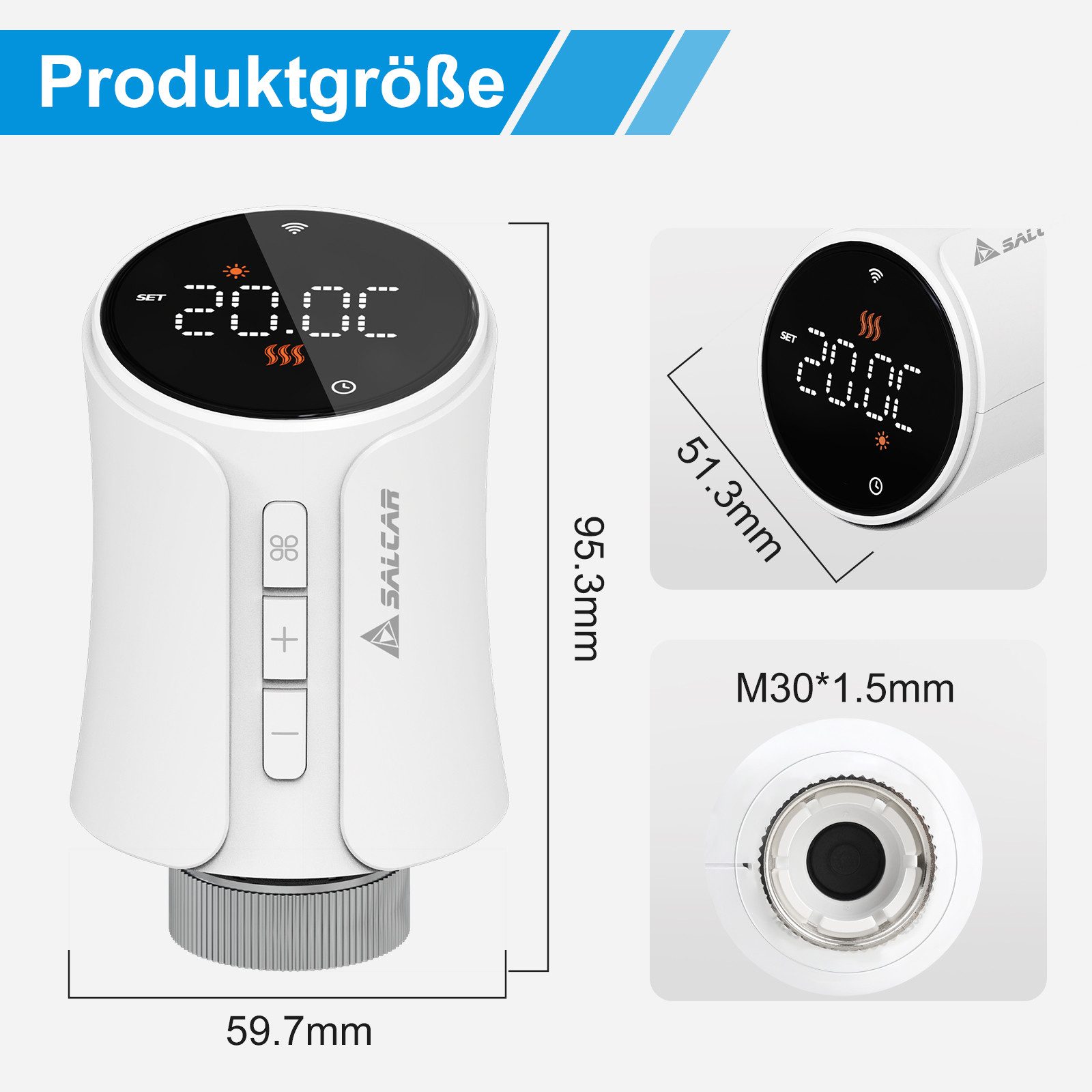 Salcar Heizkörperthermostat Smart WiFi Heizkörperthermostat Thermostat Heizung