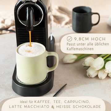 Steinzeit Tasse Kaffeetassen (6x350ml) - Kaffeebecher aus 100% Handfertigung -, Tassen Set mit 6 einzigartigen Pastellfarben - Große Tasse 350ml