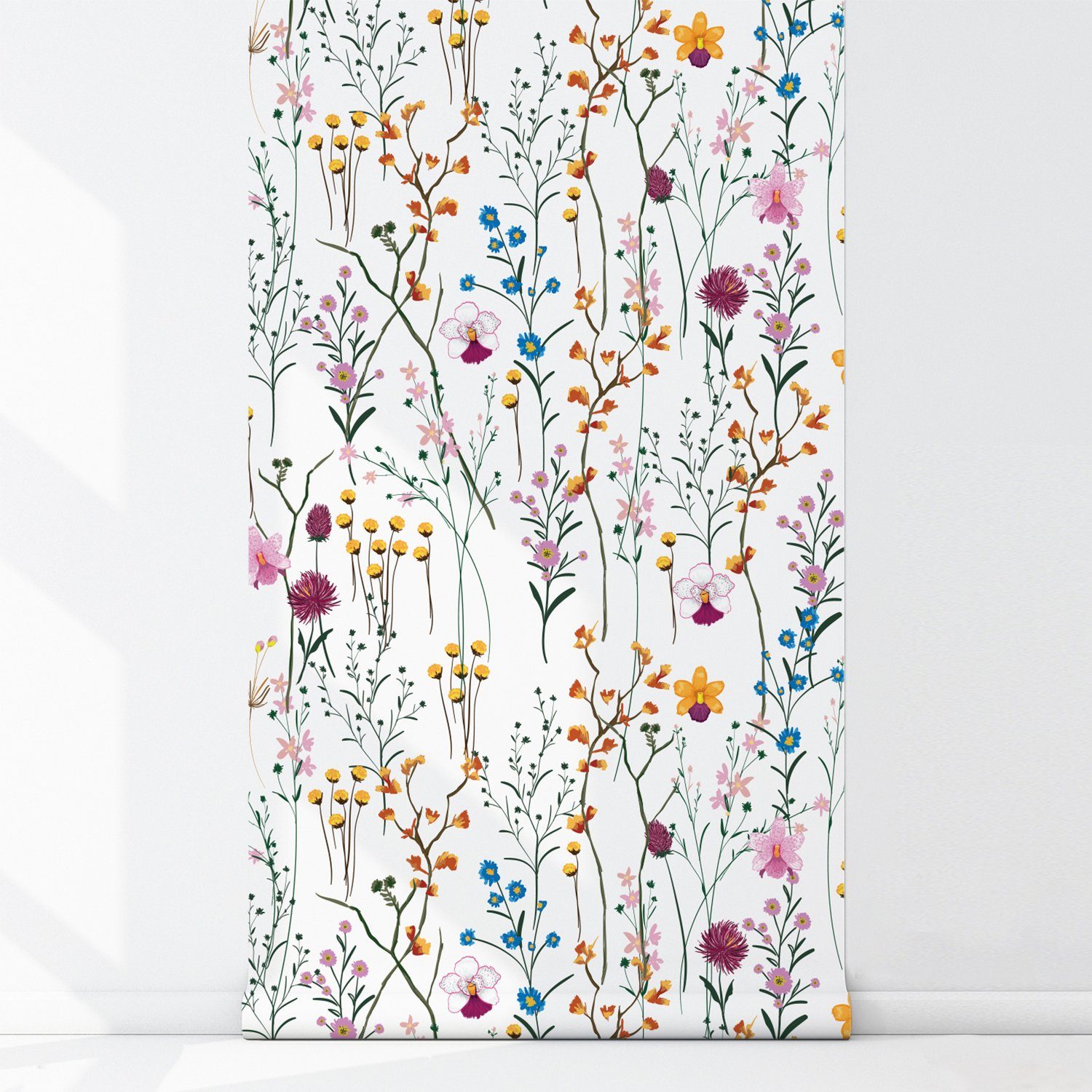 Tulup Mustertapete Wand Tapete Fototapete XXL Bunte Blumen Vlies Selbstklebende, Glatt, botanisch, Strapazierfähige