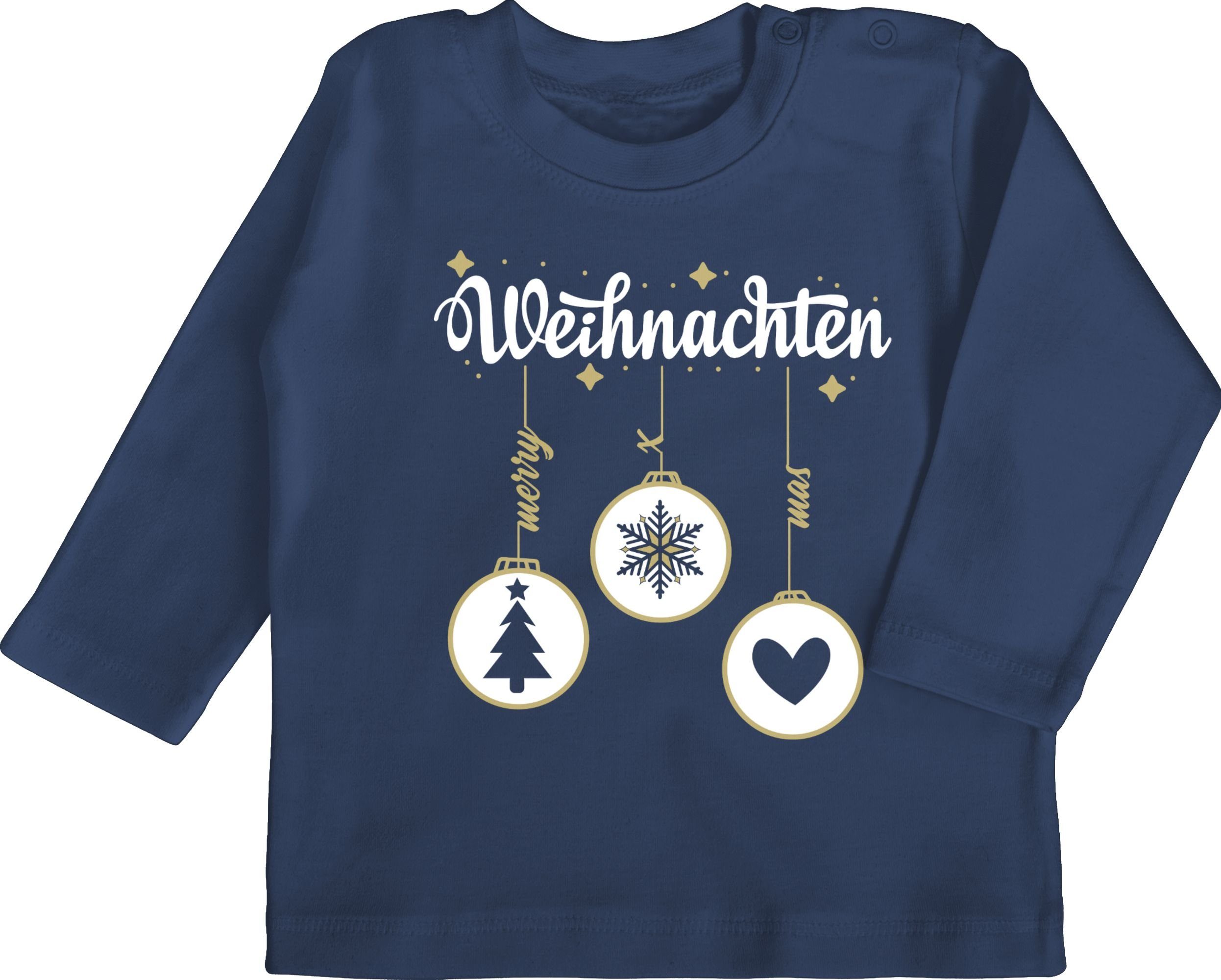 T-Shirt Weihnachten Weihnachten Navy Shirtracer Christbaumkugeln 1 Kleidung Blau mit Baby