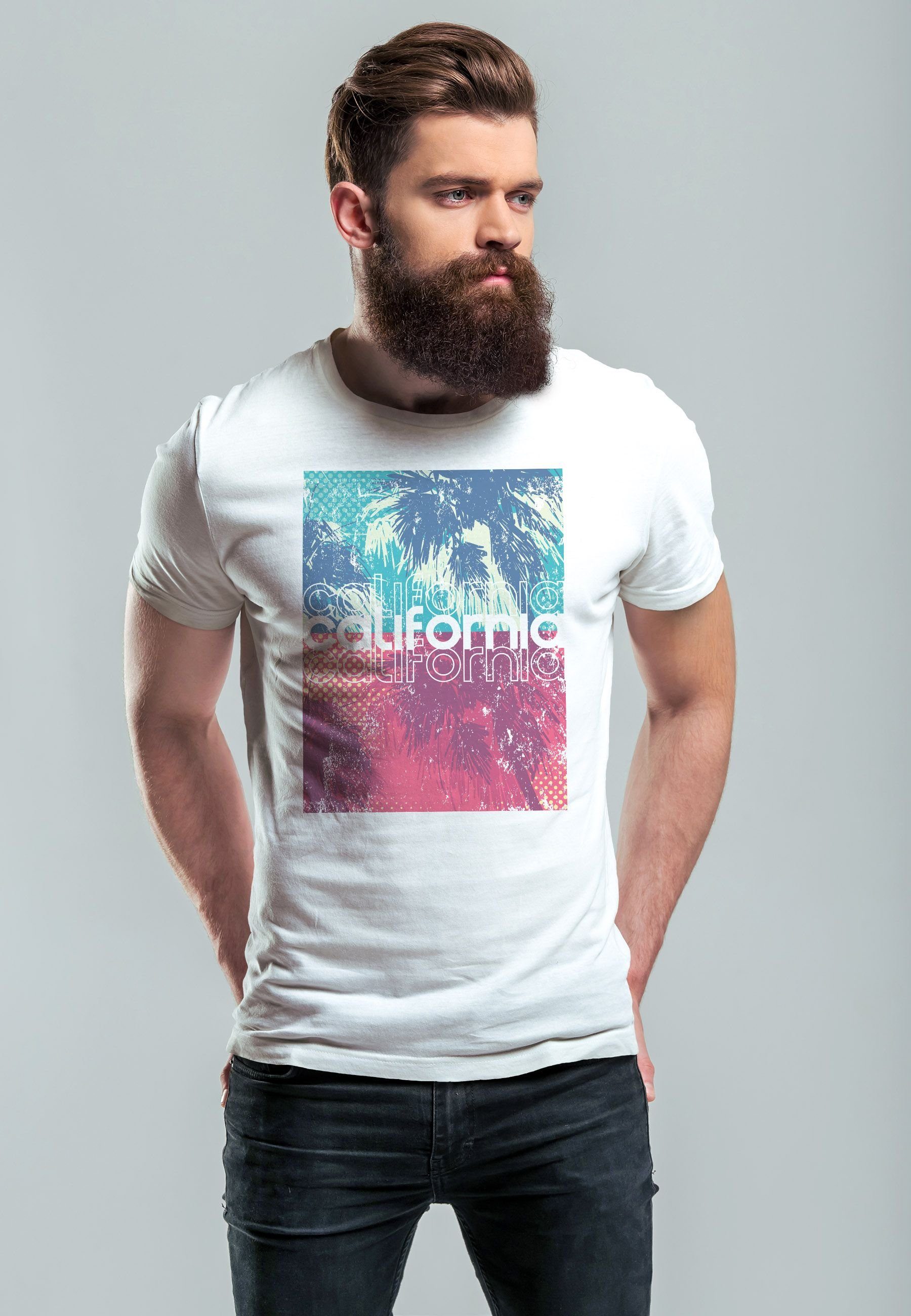 Neverless Print-Shirt Herren T-Shirt Top California günstig online kaufen