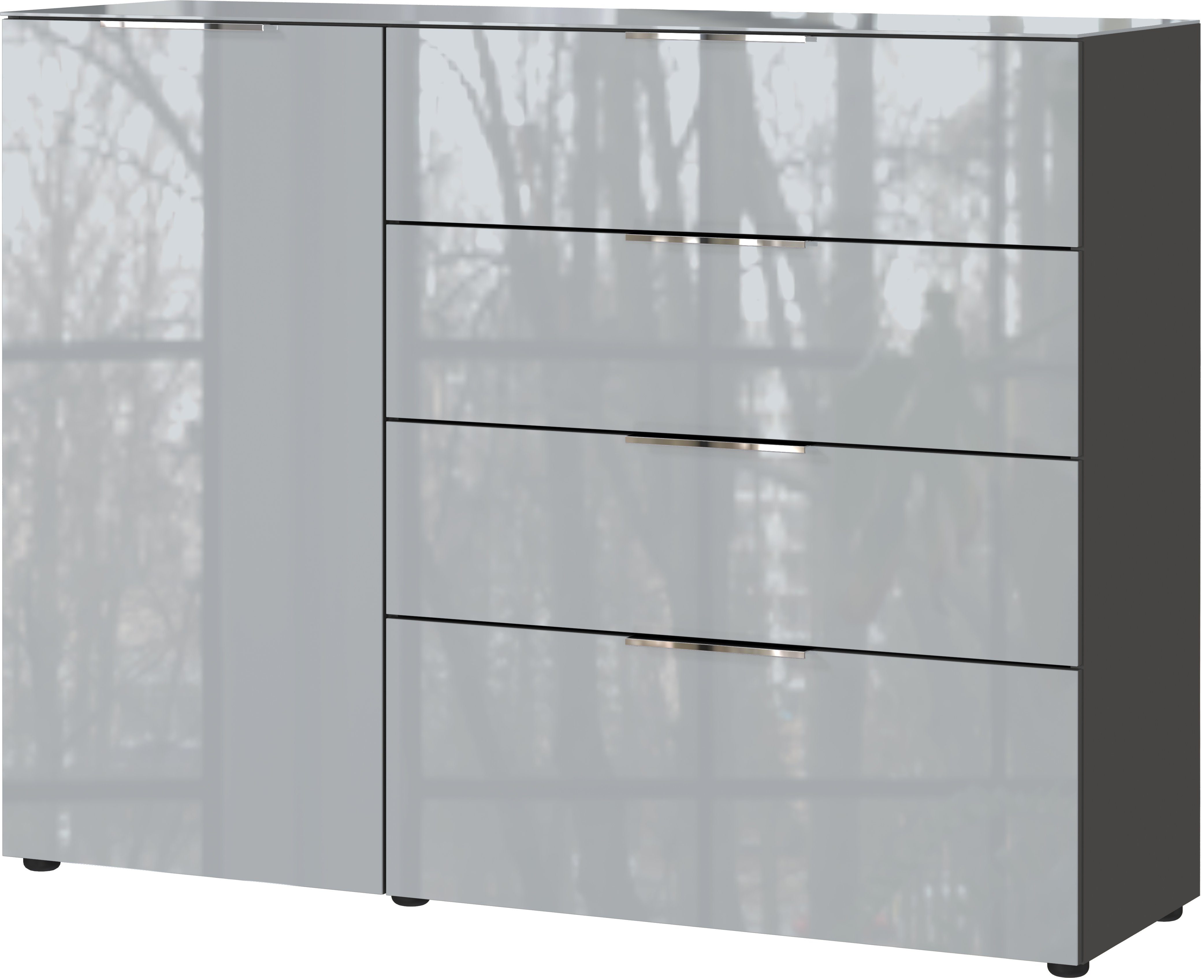 GERMANIA Sideboard Oakland, in 2 Breiten, Fronten und Oberboden mit Glasauflage