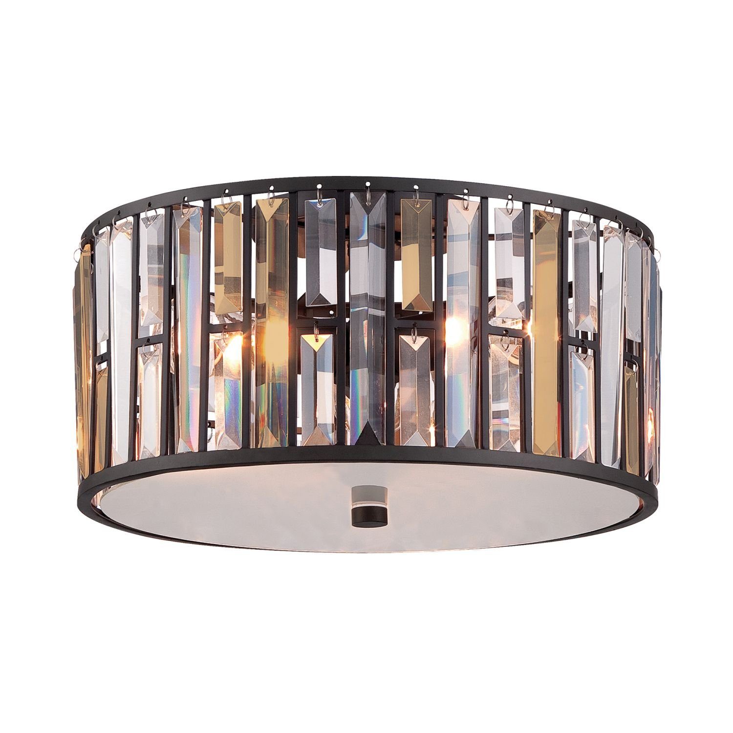 Licht-Erlebnisse Deckenleuchte PRISM, ohne Leuchtmittel, Deckenlampe E27 in Bronze Glas Metall Jugendstil Beleuchtung Esszimmer