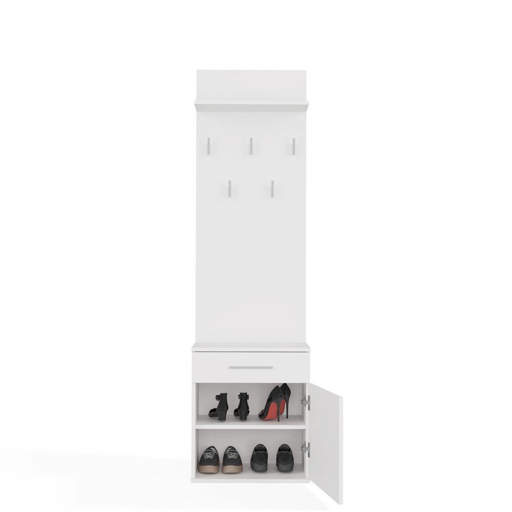 Raumhirsch Furniture Wandgarderobe Garderobenständer, Garderobe mit Schuhbank & Sitzbank (Maße 50 x 180 x 35 cm, 5 Haken), Praktischer, verschiedene Farbvarianten, pflegeleicht