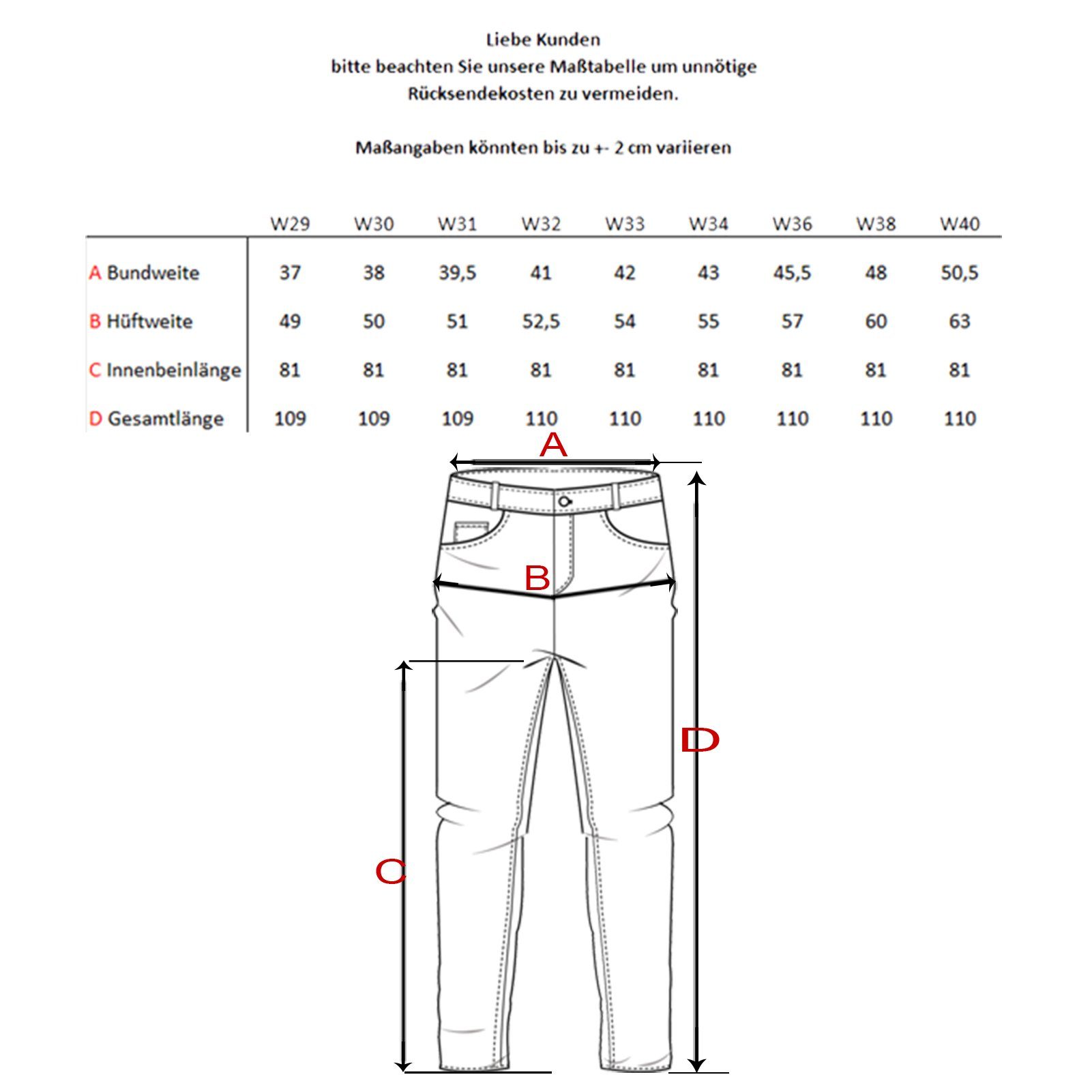 Baxboy Regular-fit-Jeans Herren Straight Denim Neon-Naht Jeans Stretch Blau(Weiss) Dicke Fit Stonewashed 9574
