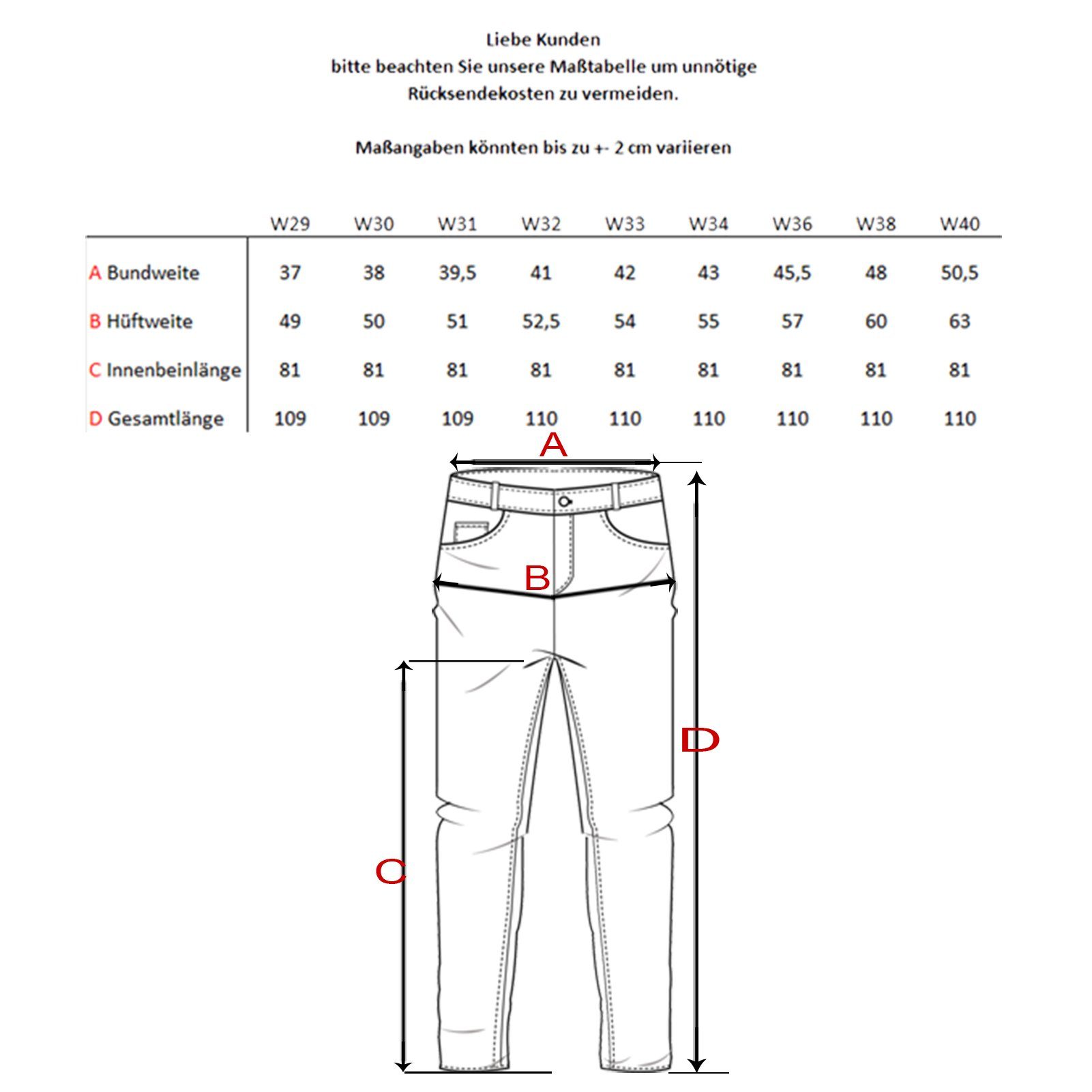 Baxboy Regular-fit-Jeans Herren Jeans Dicke Neon-Naht Straight Fit Denim Stonewashed Stretch – Bild 5 von 5