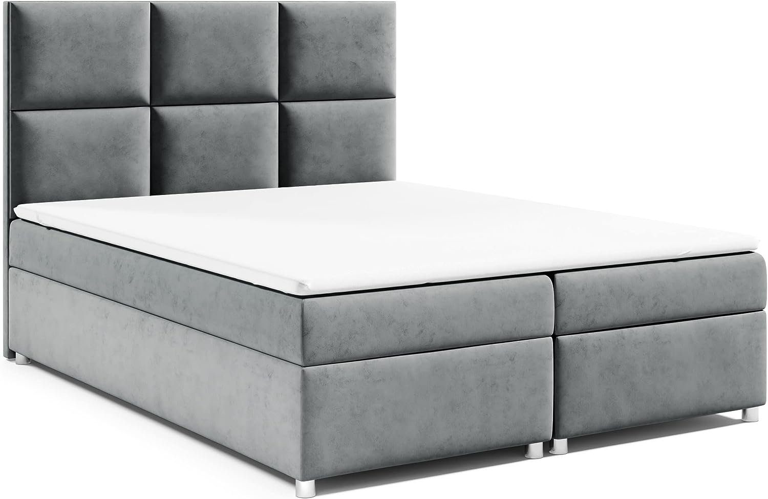 Best for Home Boxspringbett Trinity K13, mit Bettkasten und Topper Grau