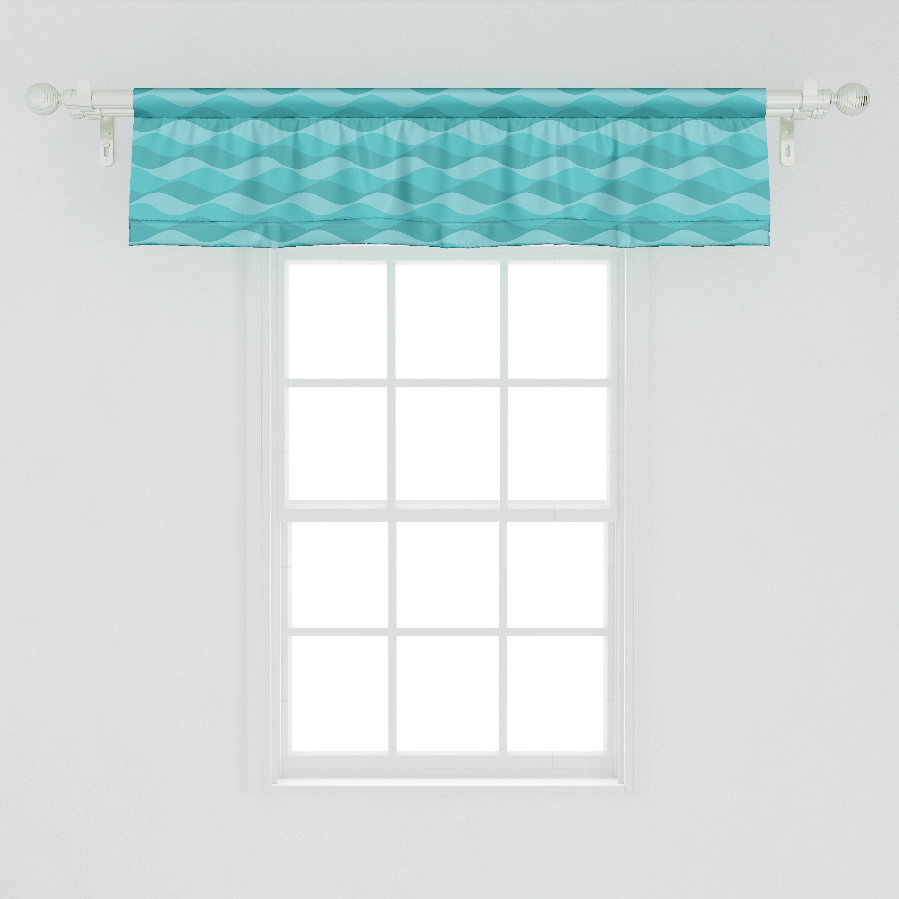 Welle Schlafzimmer Volant Unterwasser-Design Abakuhaus, Microfaser, mit Küche Vorhang Dekor Abstrakt Scheibengardine Stangentasche, für