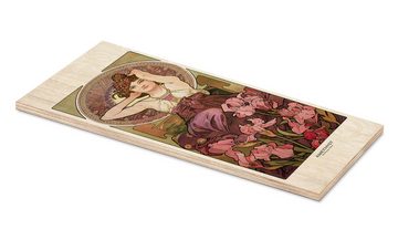 Posterlounge Holzbild Alfons Mucha, The Precious Stones - Amethyst, Wohnzimmer Malerei