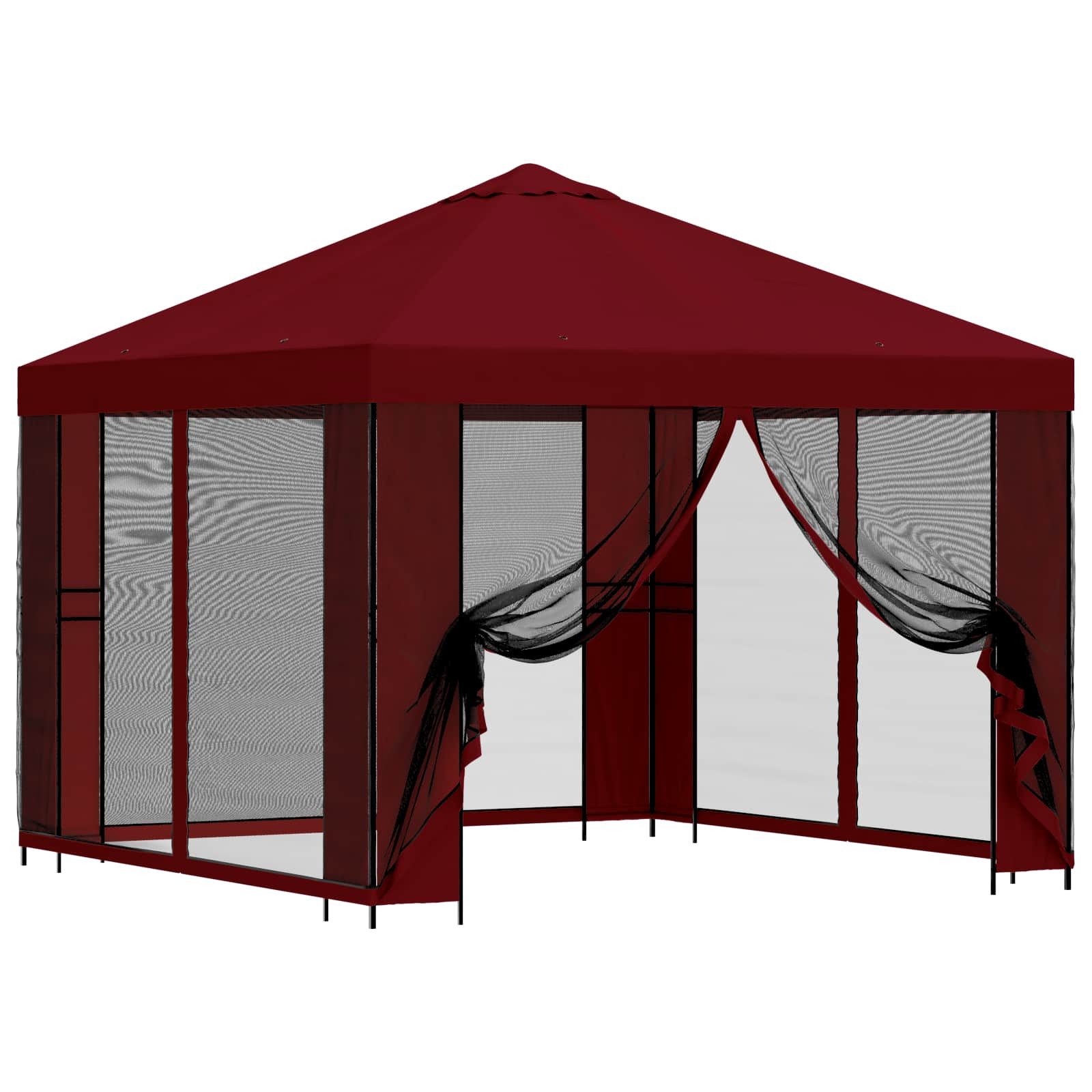 vidaXL Partyzelt Garten Pavillon mit Seitenwänden 3 x 3 m Bordeauxrot