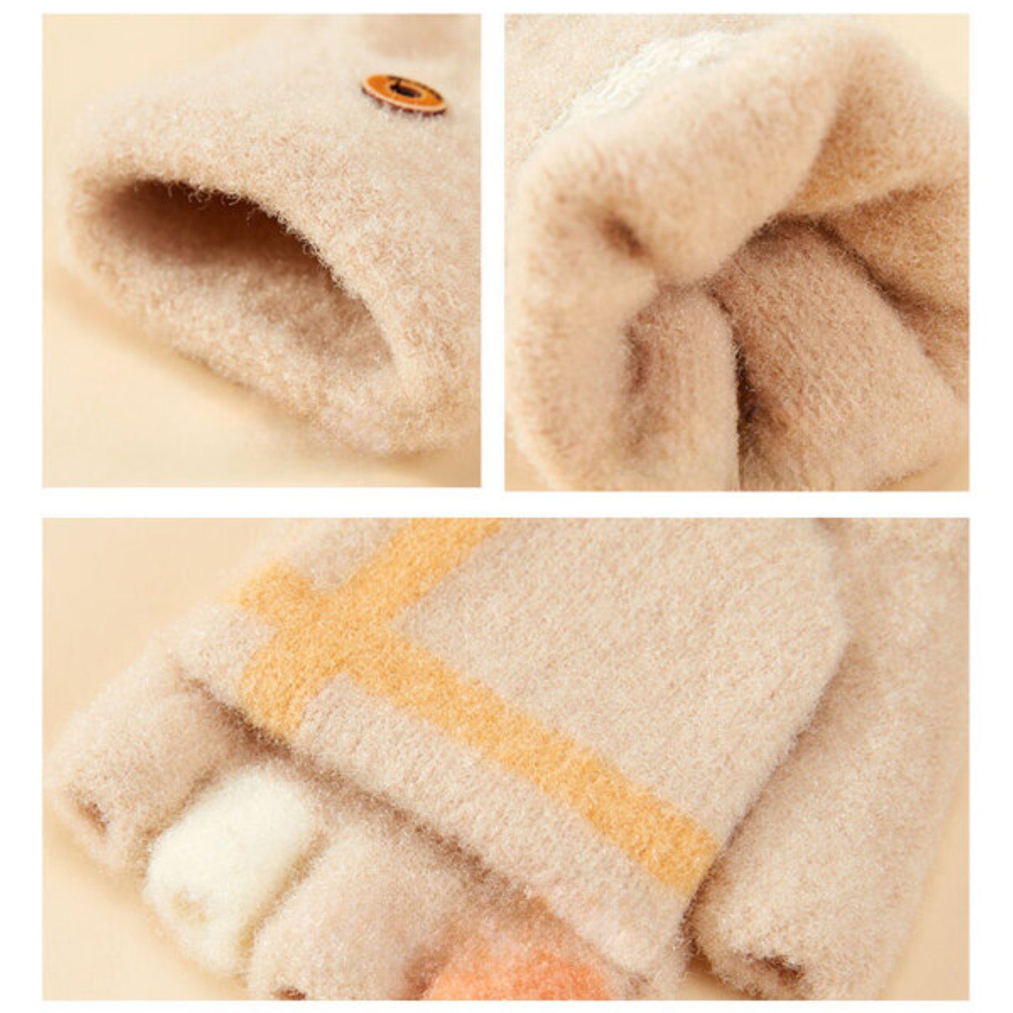 COFI 1453 Fäustlinge Winter-Telefonhandschuhe für Damen und Kinder mit Muster und Knöpfe