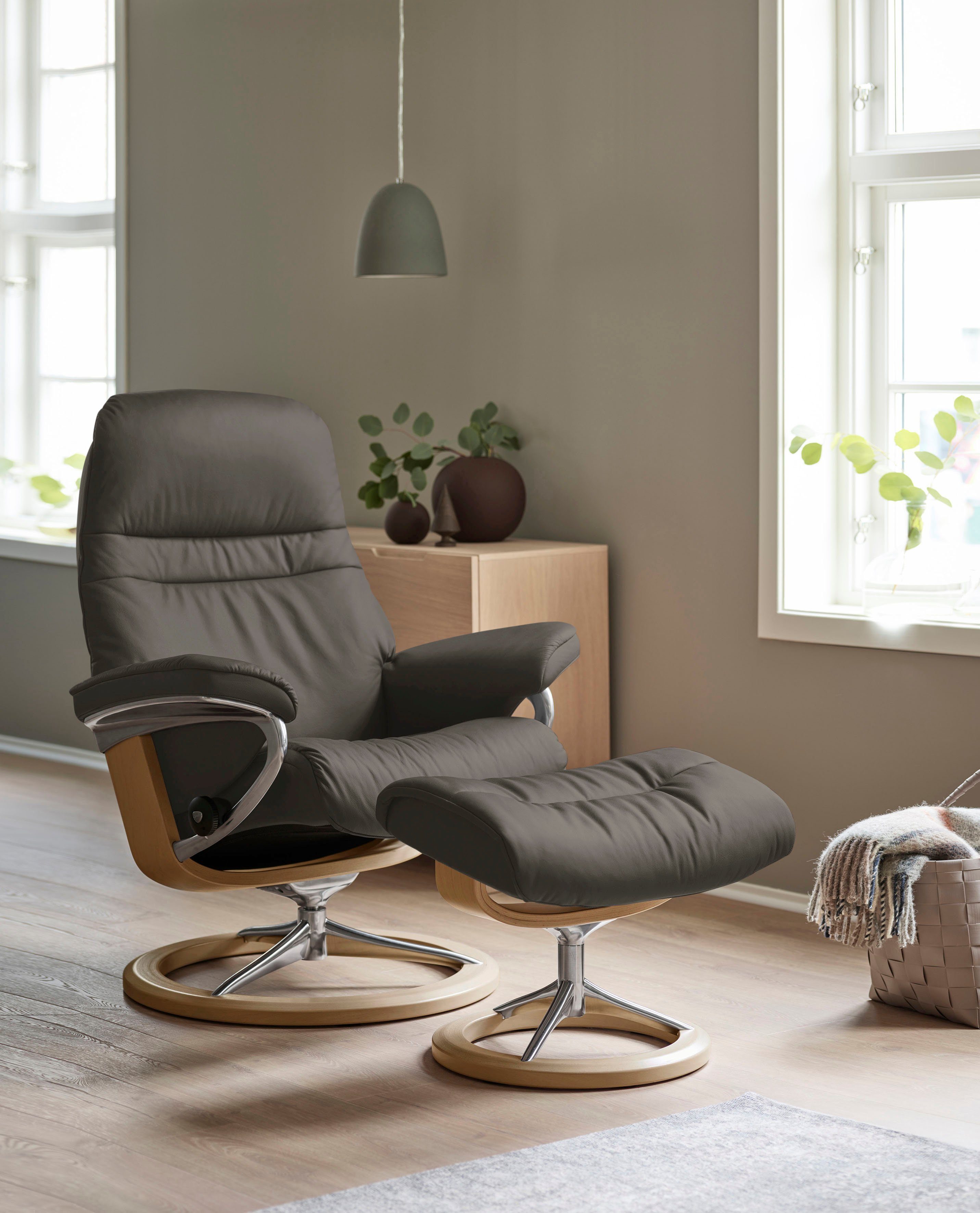 (Set, Hocker), Base, Stressless® Eiche Gestell mit Größe mit Relaxsessel Relaxsessel L, Sunrise Signature