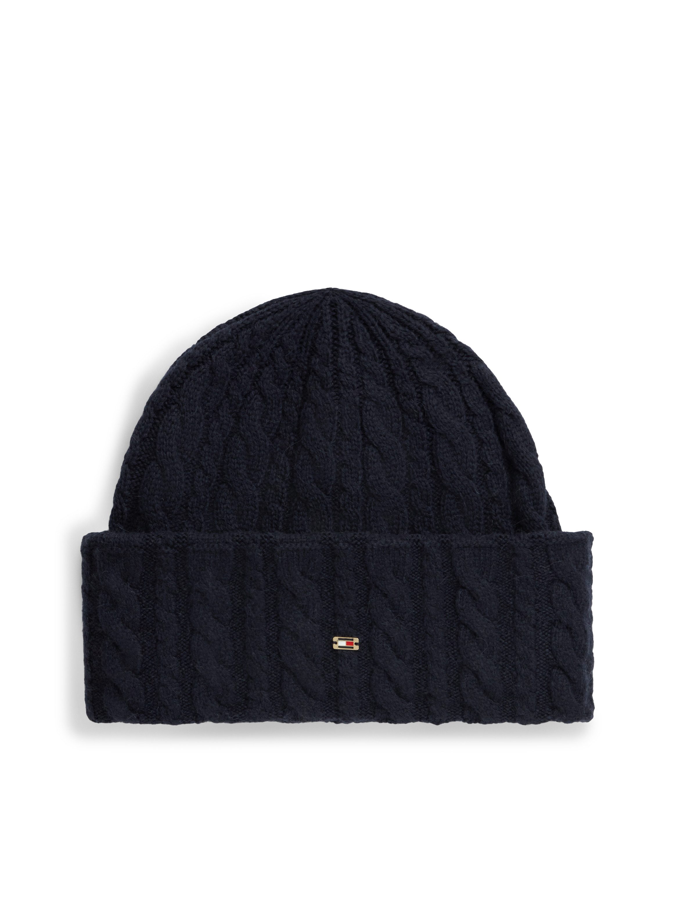 Tommy Hilfiger Beanie ENAMEL FLAG CABLE mit Alpakawolle und Zopfmuster