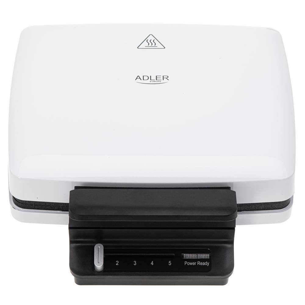ADLER EUROPE Waffeleisen AD 3085 für 2 Waffeln gleichzeitig, Temperaturregler, 1800 W, Antihaftbeschichtung, Wafflemaker, Belgische Waffeln, weiß