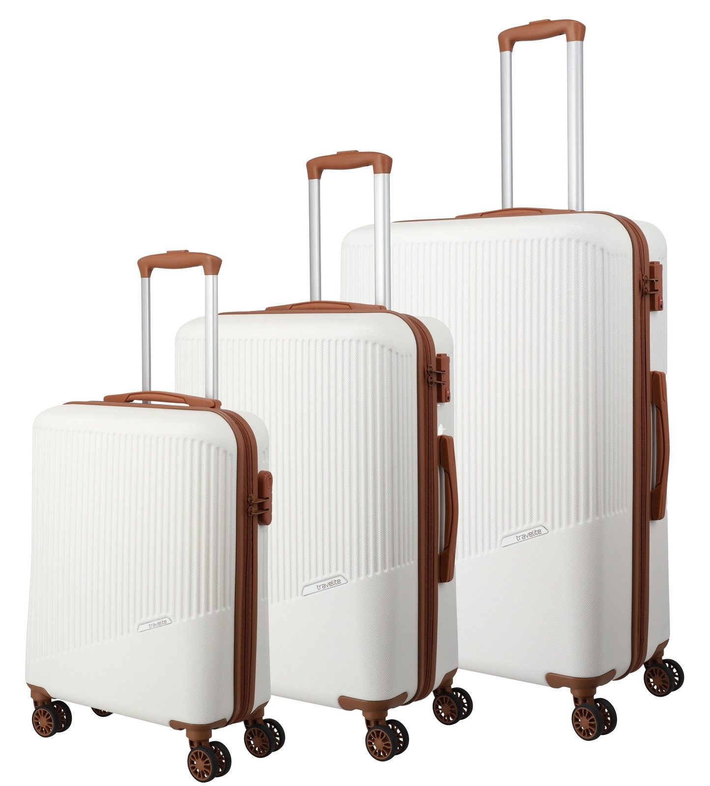 travelite Trolleyset BALI 4w L/M/S, 4 Rollen, (Set, 3 tlg., Hartschalen Trolley Set), Kofferset Reisegepäck Reisekoffer Hartschallenkoffer TSA Schloss