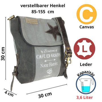 Sunsa Umhängetasche Damen Umhängetasche. Schultertasche aus Canvas & Leder. Vintage Crossbody Tasche. Nachhaltig Retro Handtasche für Frauen, enthält recyceltes Material, Vintagedruck