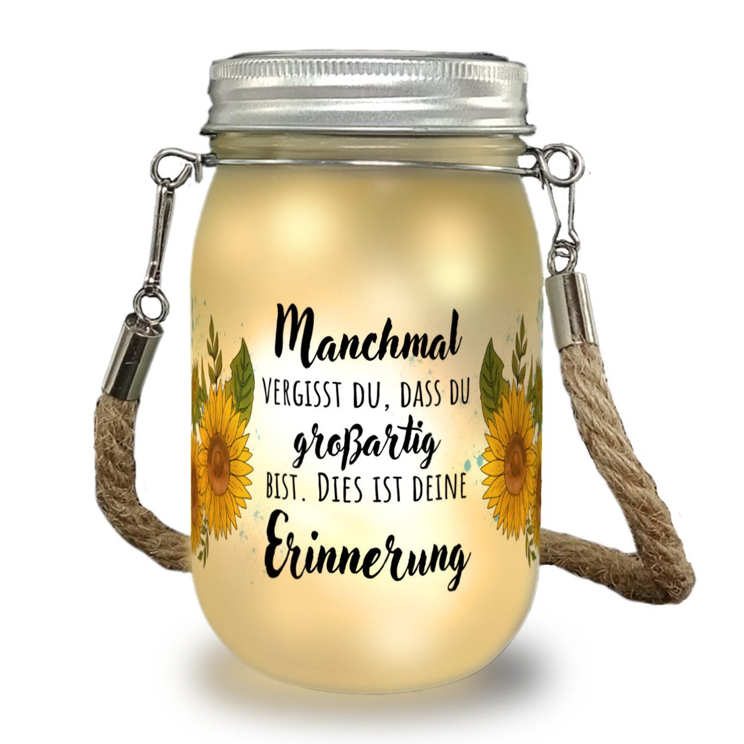 speecheese Dekolicht Du bist großartig Solarlicht mit Sonnenblumen und Spru günstig online kaufen